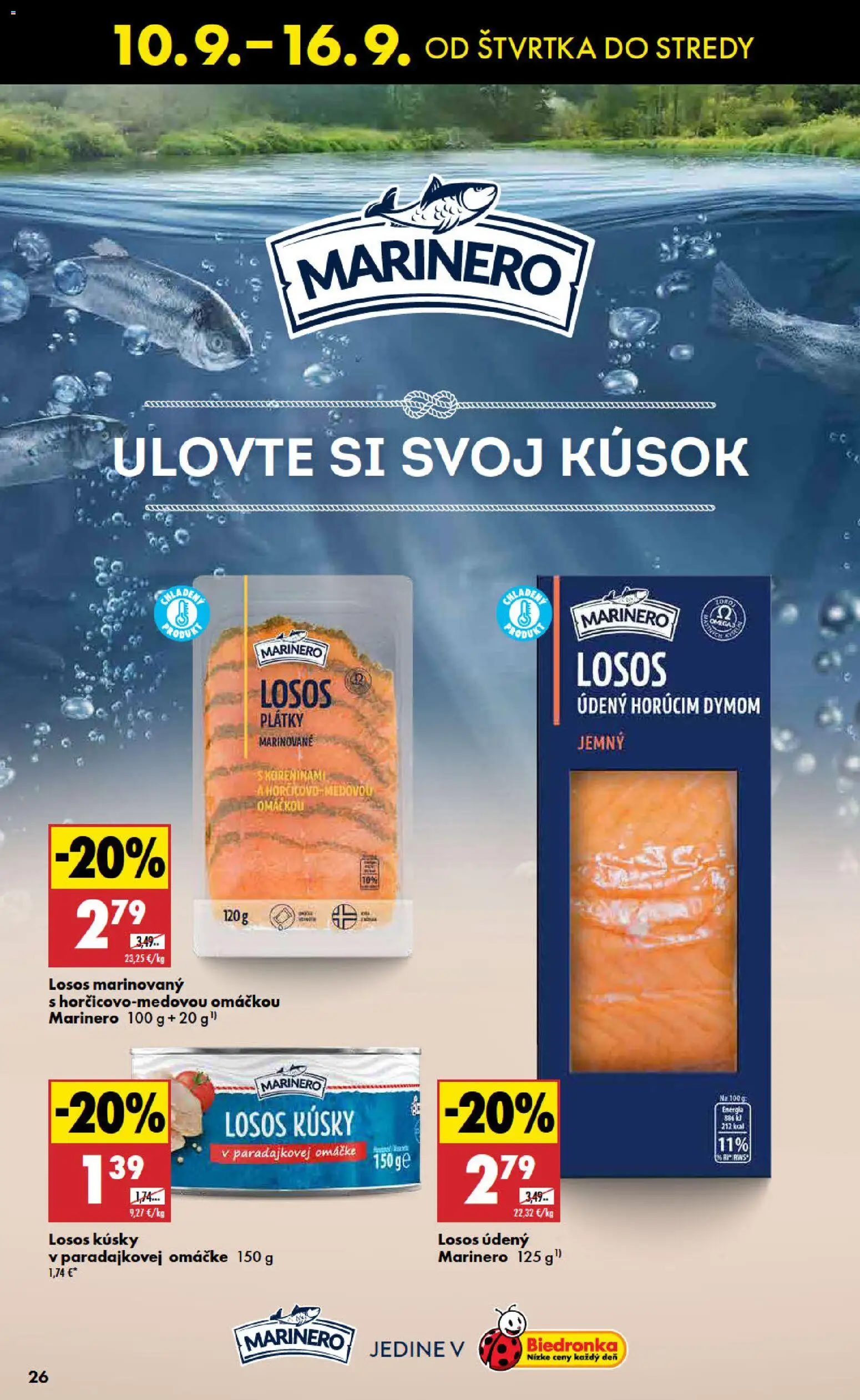 Náhľad Biedronka letáku platného od 10.09.2026 - Losos, Omega, Losos údený