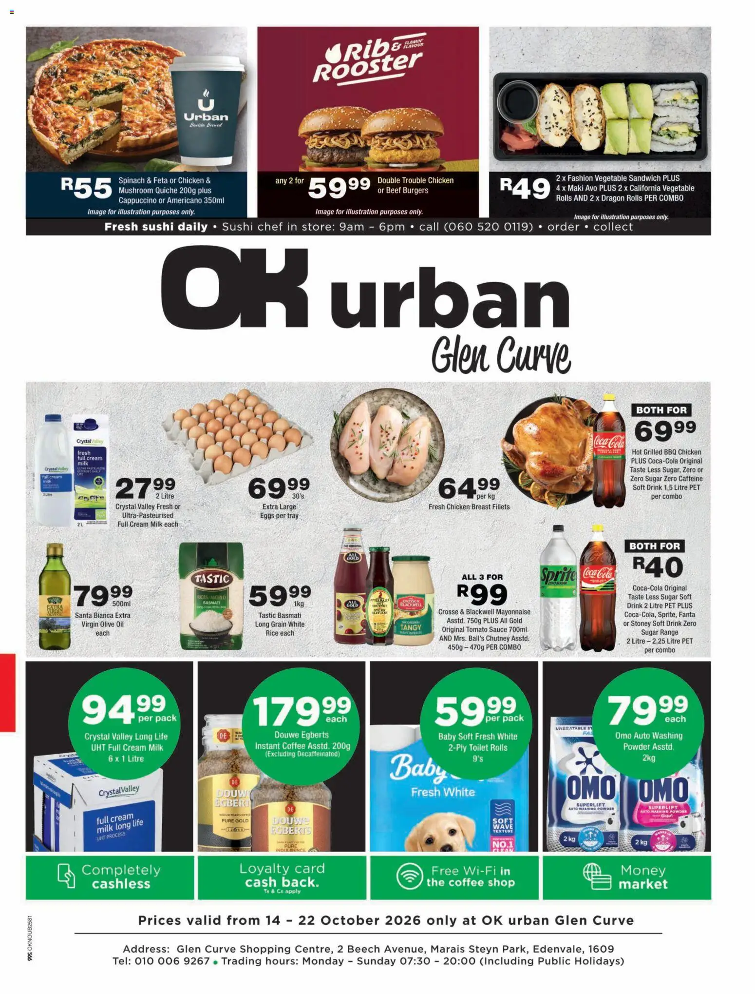 Preview of OK Foods flyer valid from 14/10/2026 - Chicken, Sugar, Mayonnaise, Beef, Sprite, Tomato sauce, Chutney, Powder