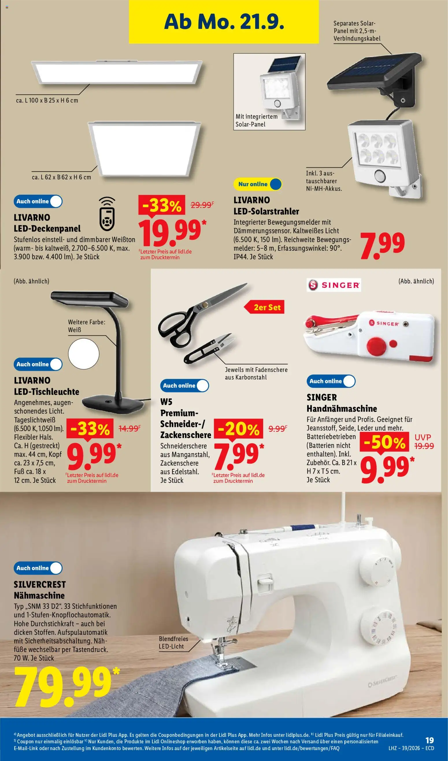 Vorschau von dem Prospekt des Geschäftes Lidl, gültig ab dem 21.09.2026 - Batterien, Nähmaschine