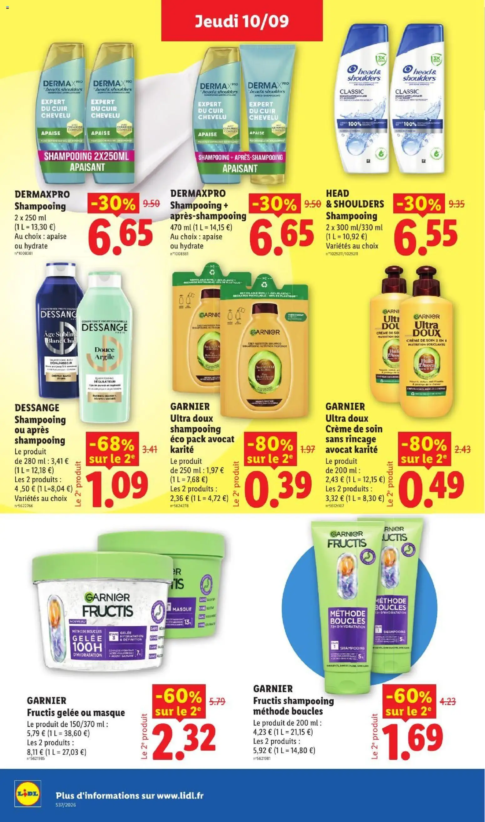 Prévisualisation de LIDL catalogue du magasin LIDL formulaire valide 10/09/2026 - Avocat, Crème, Masque, Shampooing, Argile, Gelée, Head & Shoulders, Après-shampooing