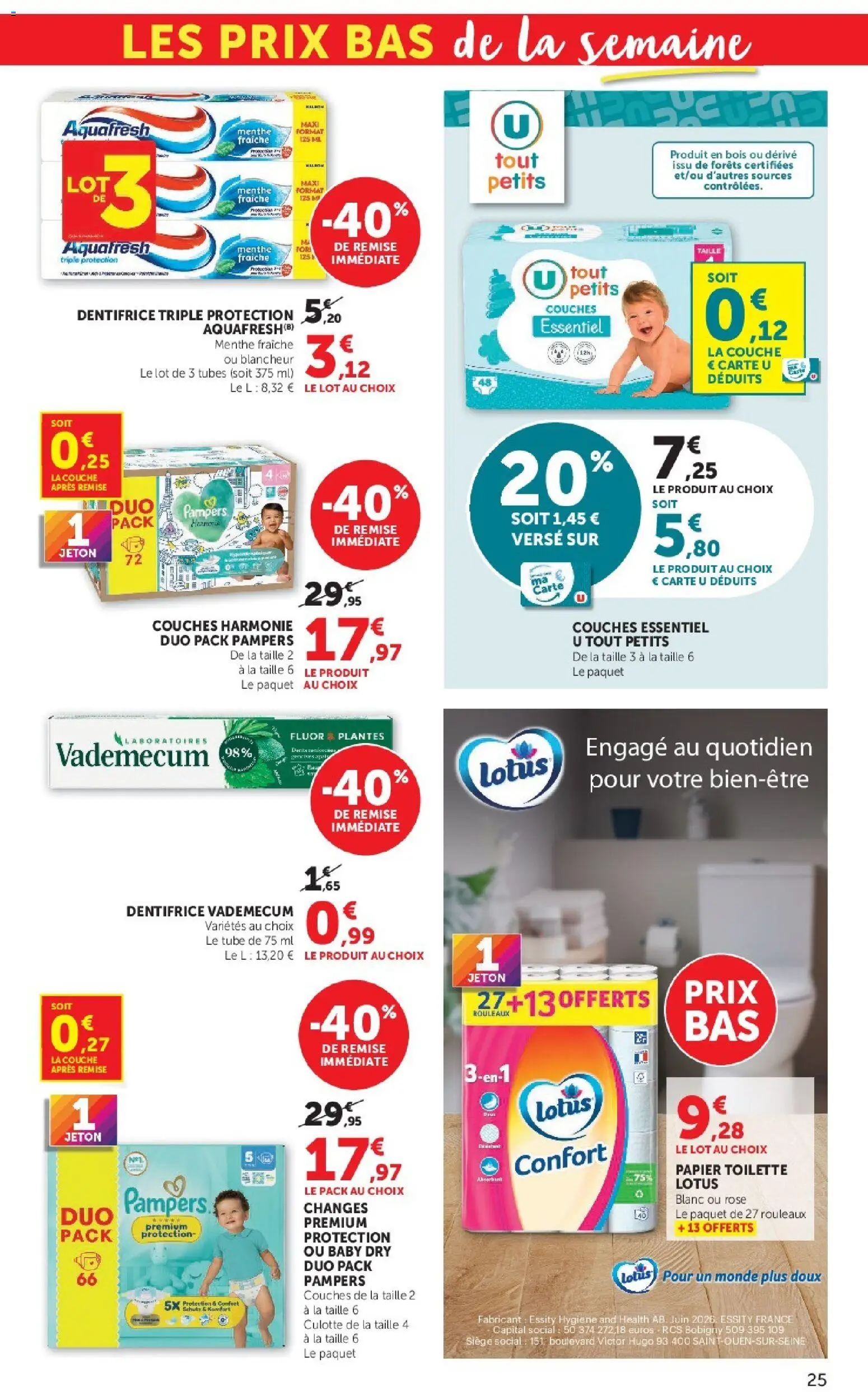Prévisualisation de Super U catalogue du magasin Super U formulaire valide 08/09/2026 - Plantes, Lotus, Culotte, Pampers, Dentifrice, Menthe, Couches, Couches harmonie