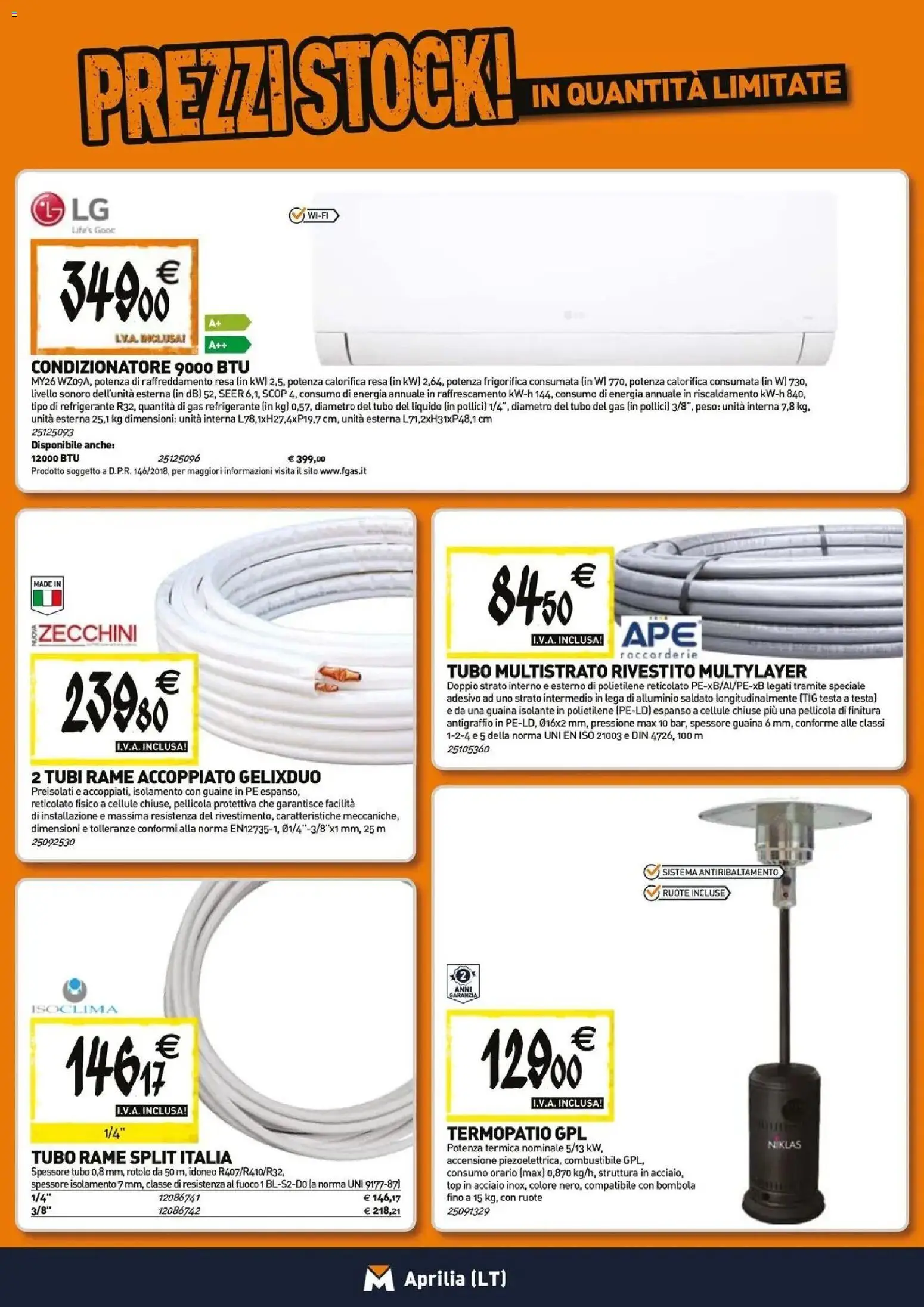 Anteprima dell'opuscolo TECNOMAT catalogo Aprilia dal negozio TECNOMAT valido da 27/08/2026 - Condizionatore, Top, Tubi, Rame, Alluminio, Tubo, Pellicola