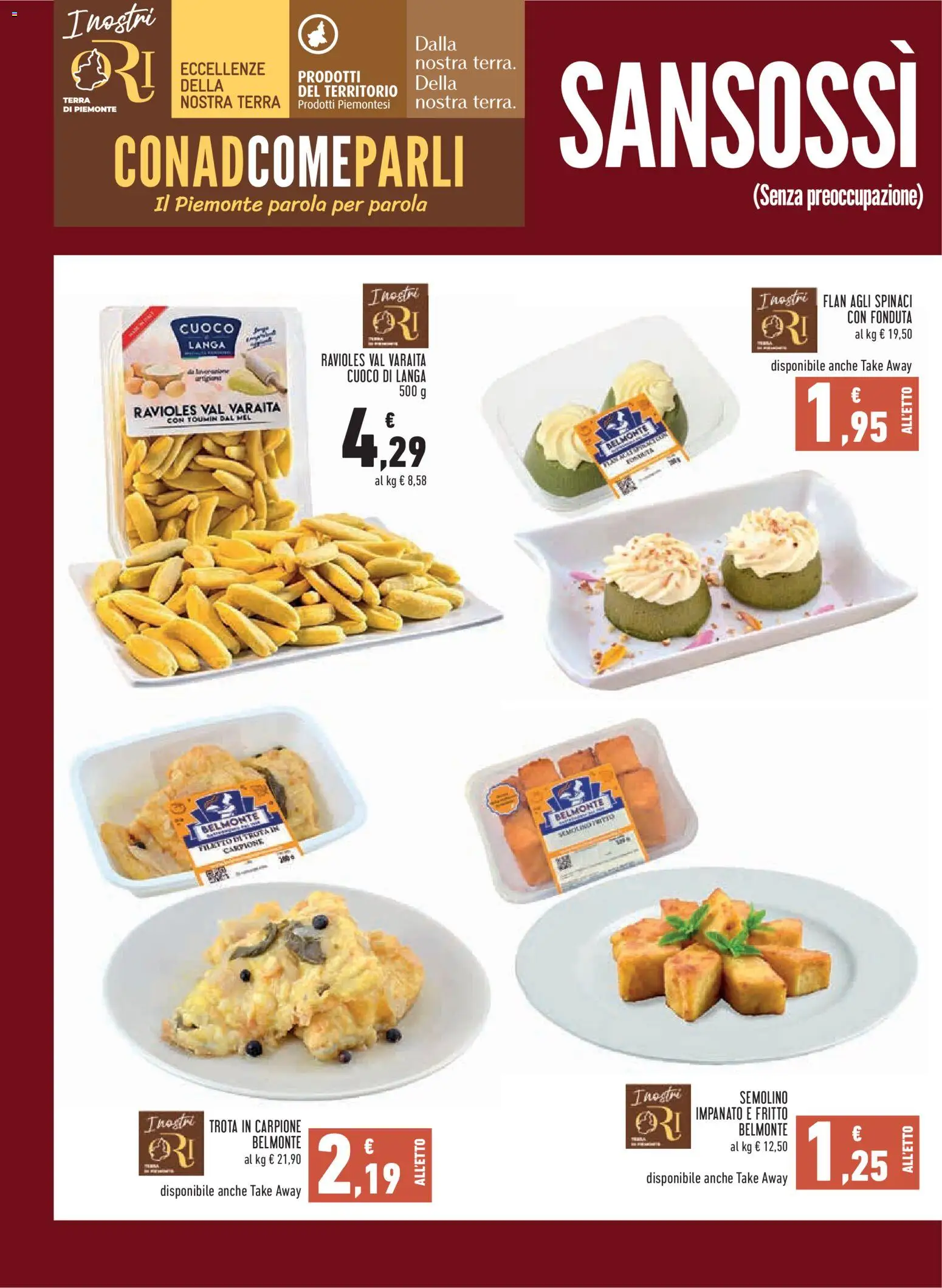 Anteprima dell'opuscolo Conad volantino City Piemonte dal negozio Conad valido da 22/10/2026 - Terra, Ravioli, Spinaci, Trota, Filetto