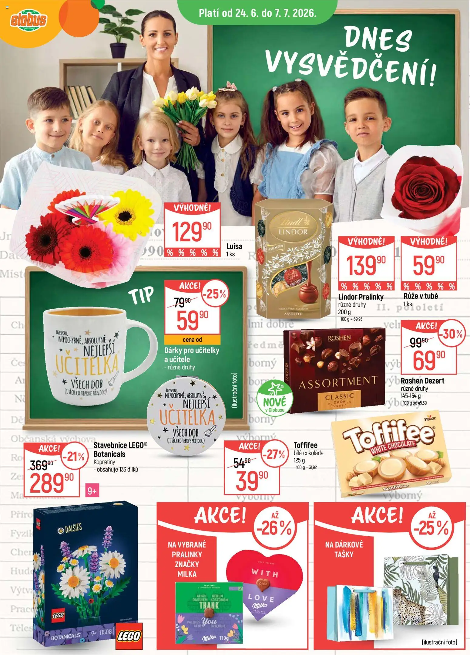 Náhled nabídky: Globus Globus leták - Čas na odměnu platný od 24.06.2026 - LEGO, Globus, Lindt, Čokoláda, Milka, Dezert, Stavebnice, Tašky