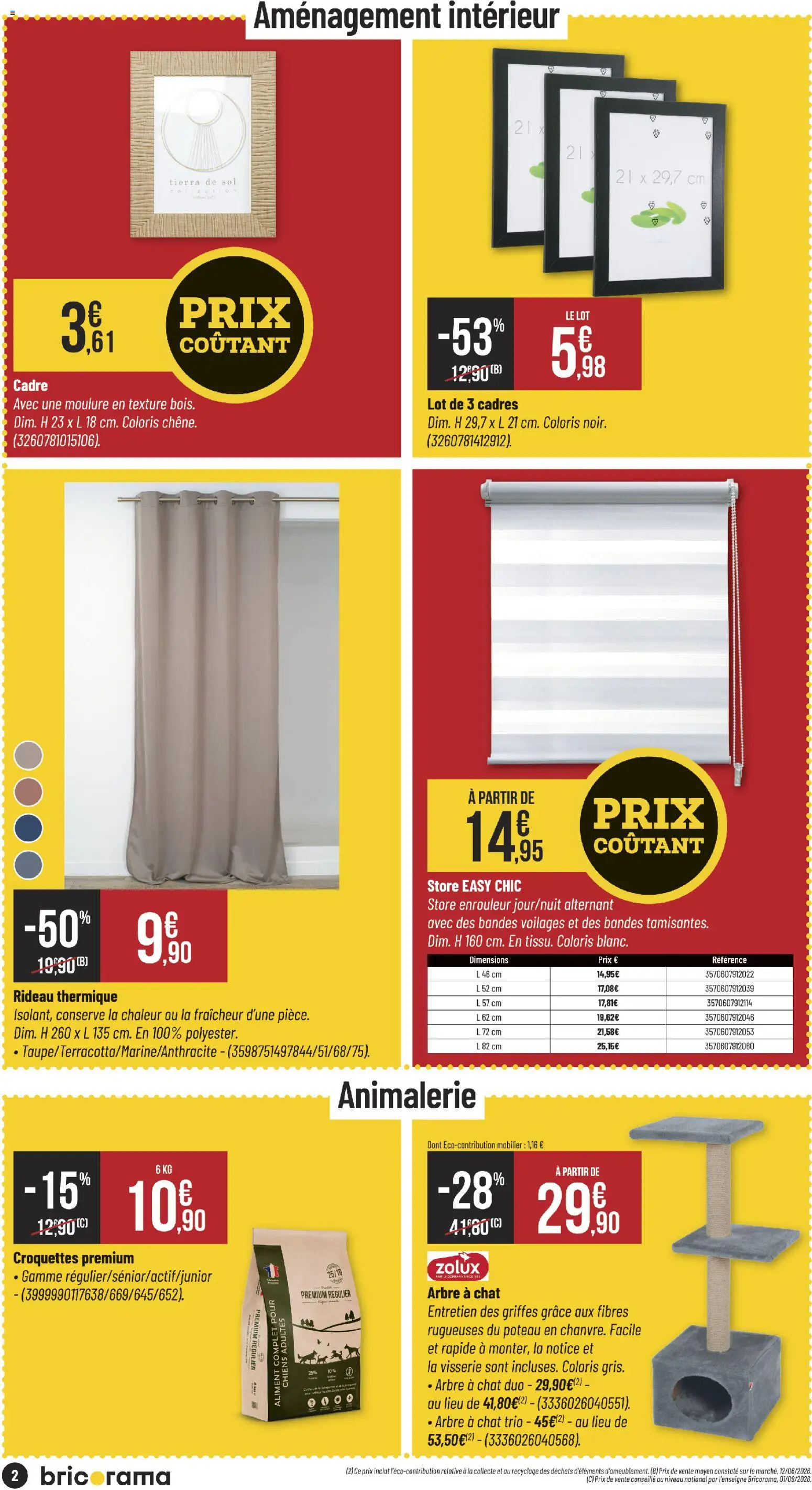 Prévisualisation de Bricorama catalogue du magasin Bricorama formulaire valide 09/09/2026 - Store, Rideau, Rideau thermique, Cadre, Croquettes, Arbre à chat, Store enrouleur