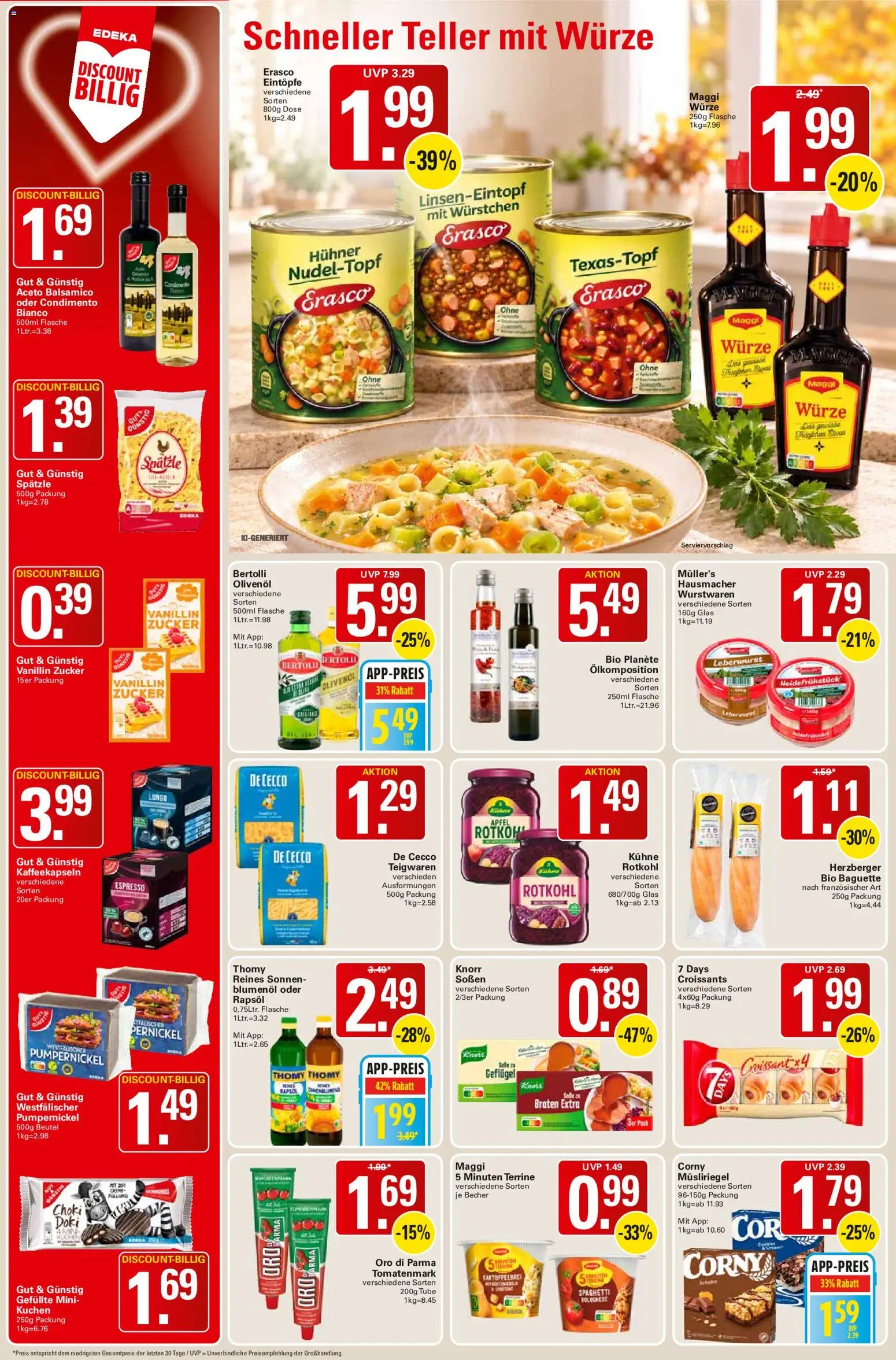 Vorschau von dem Prospekt des Geschäftes WEZ, gültig ab dem 02.11.2026 - Kuchen, Maggi, Baguette, Zucker, Balsamico, Erasco, Oro di parma, Olivenol