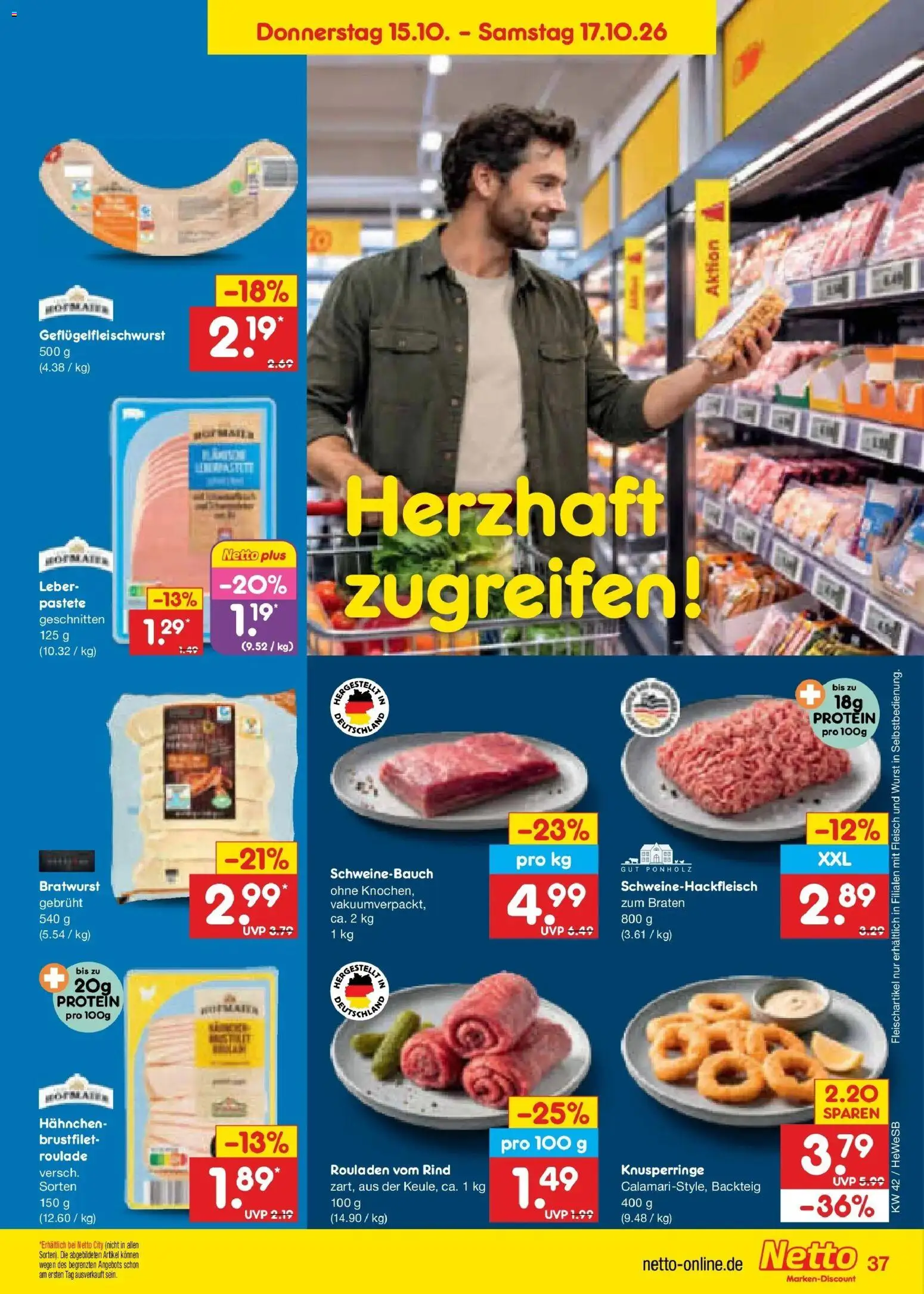 Vorschau von dem Prospekt des Geschäftes Netto Marken-Discount, gültig ab dem 12.10.2026 - Wurst, Bratwurst, Fleisch, Schweinebauch, Hahnchen