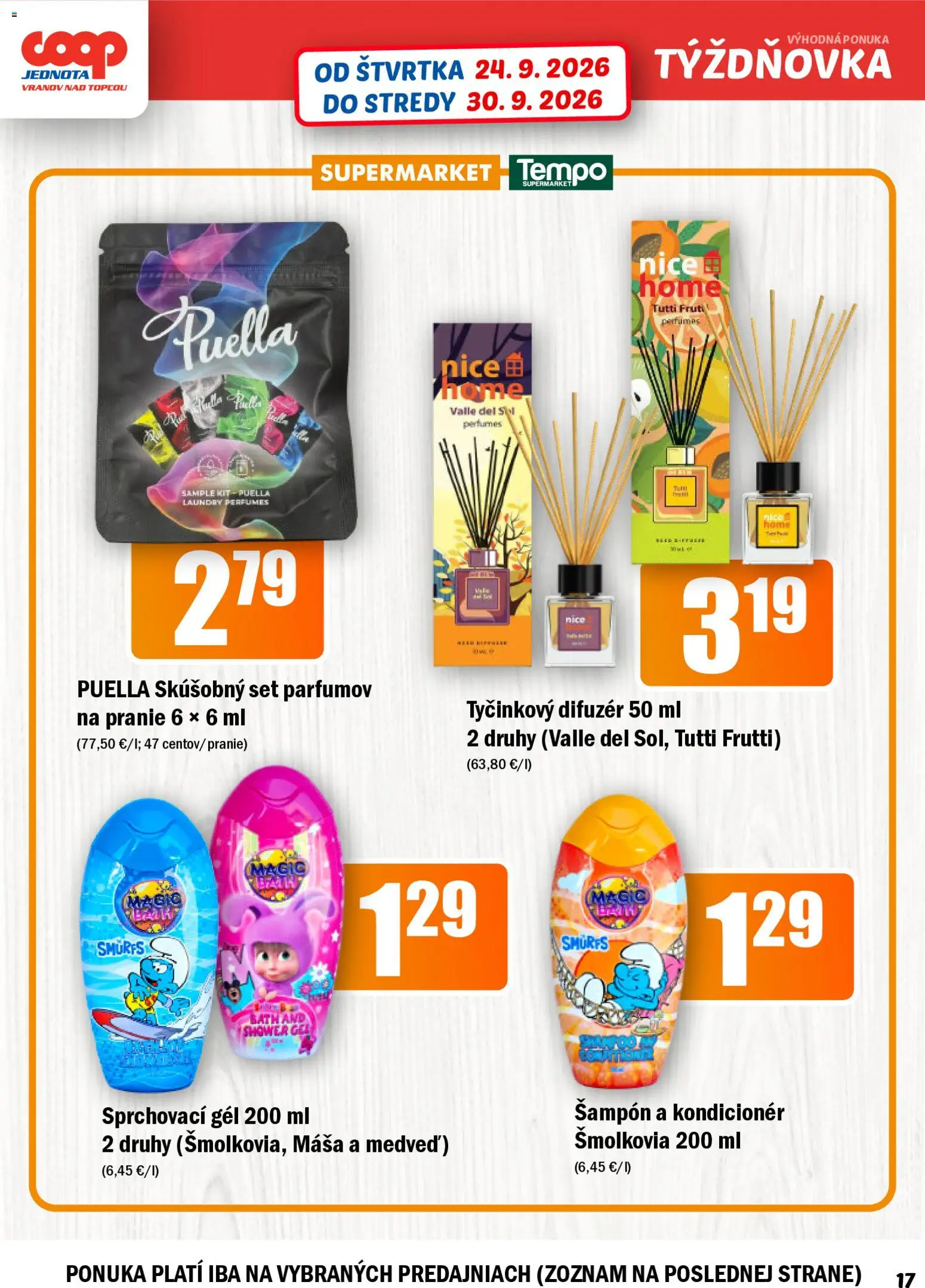 Náhľad COOP Jednota letáku platného od 24.09.2026 - Šampón, Difúzer, Kondicionér
