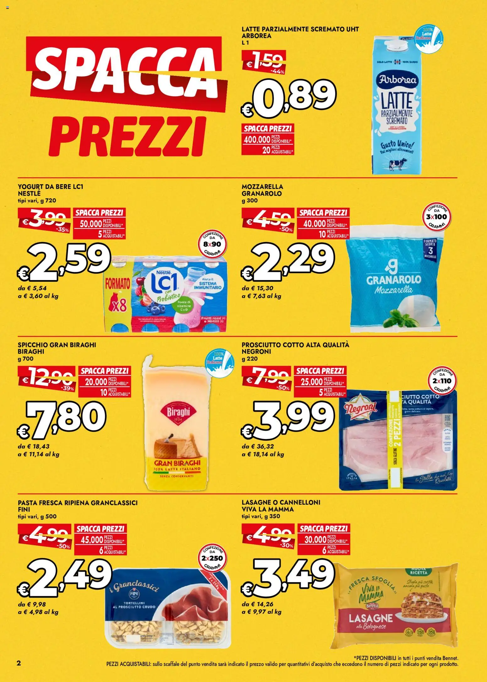 Anteprima dell'opuscolo bennet volantino dal negozio bennet valido da 22/10/2026 - Pasta, Senza glutine, Yogurt, Cannelloni, Prosciutto, Prosciutto Cotto, Scaffale, Latte parzialmente scremato