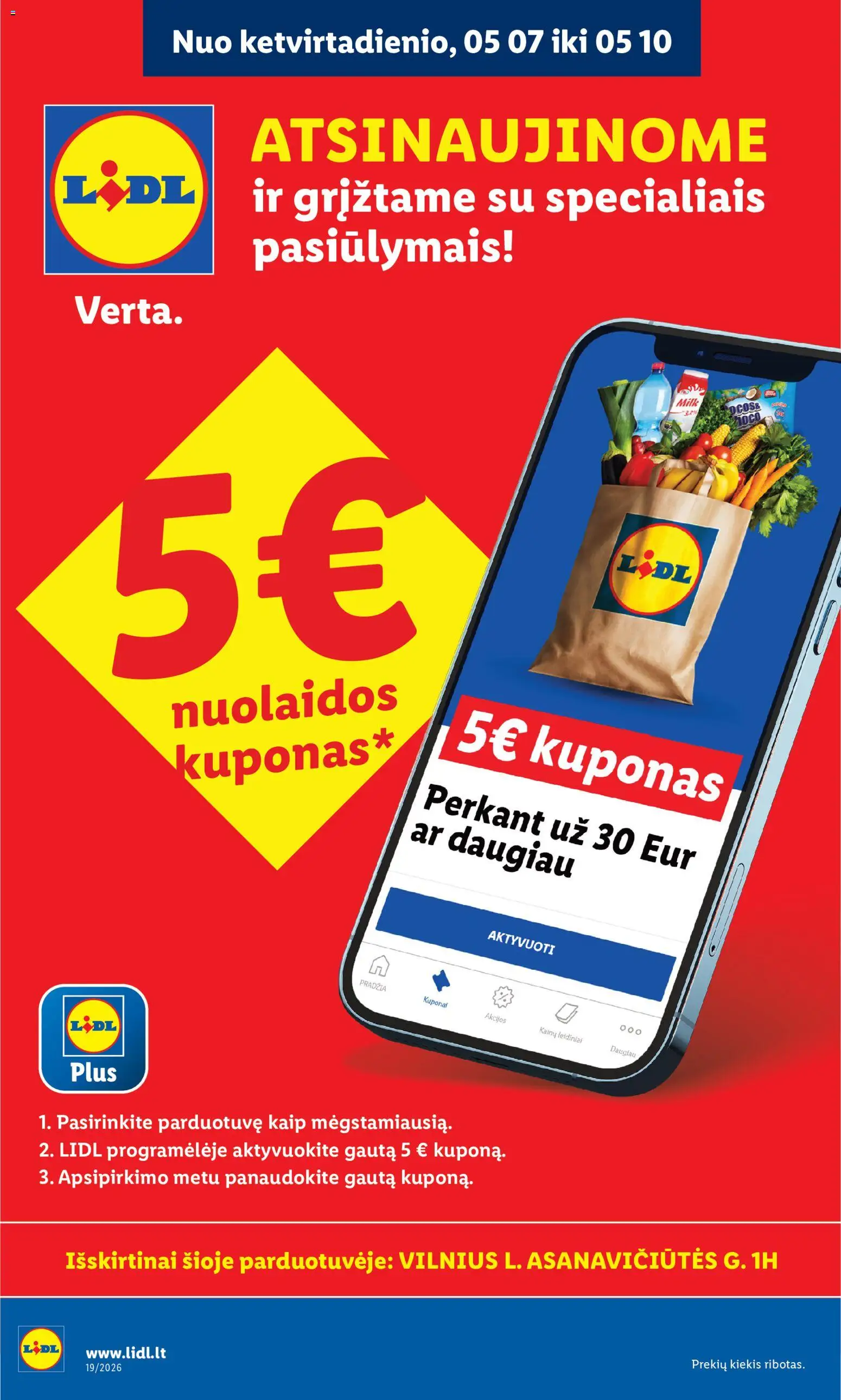 LIDL parduotuvės leidinio LIDL leidinys - Atsinaujinusi parduotuvė Vilniuje galiojančio nuo 2026.05.04 peržiūra