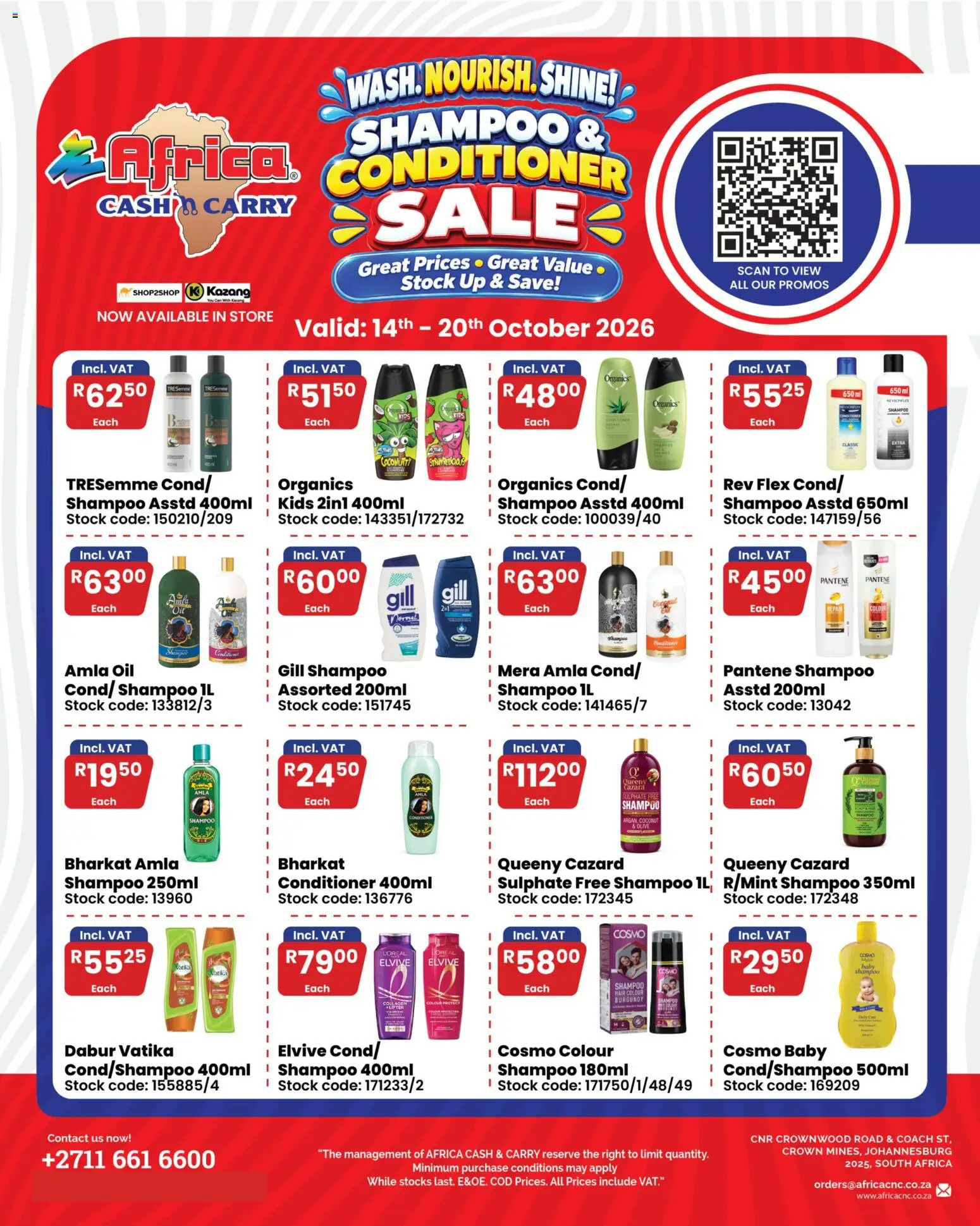 Preview of Africa Cash & Carry flyer valid from 14/10/2026 - Oil, Stock, Shampoo, Conditioner, Hair colour