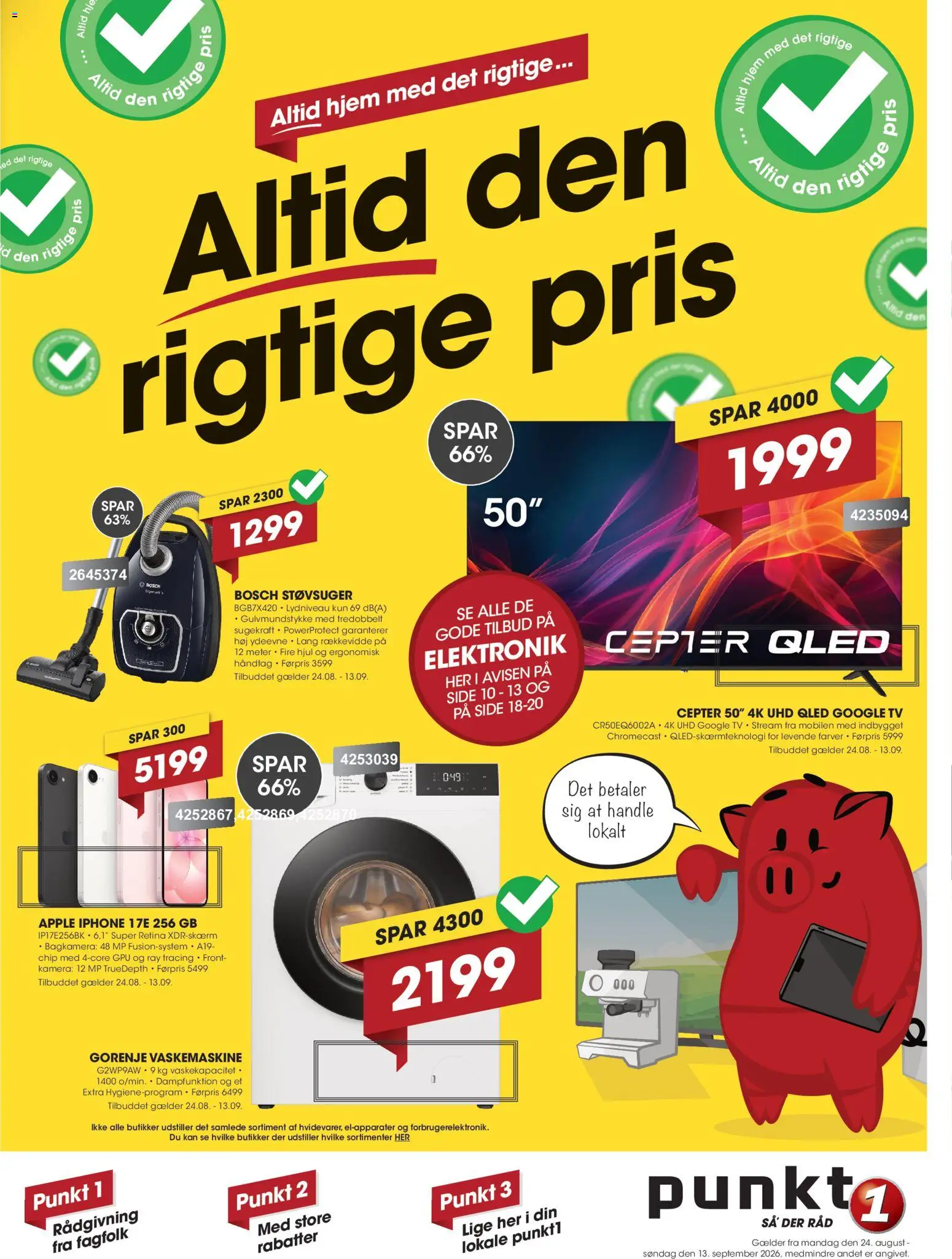 Eksempel på tilbudsavis Punkt1 - Tilbudsavis fra butik Punkt1 gyldig fra 24/08/2026 - TV, Vaskemaskine, Støvsuger, Kamera