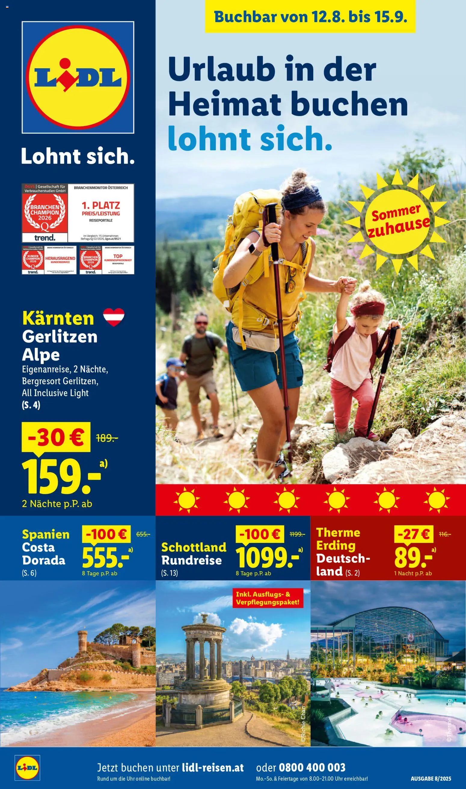 Vorschau der Angebote: Lidl Lidl August/September Reise - Highlights gültig ab 12.08.2026 - Uhr