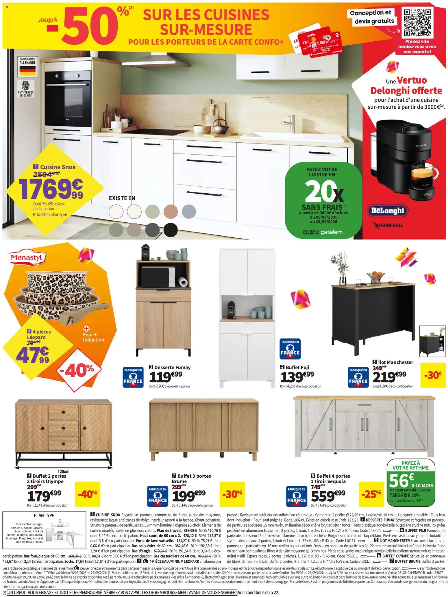 Prévisualisation de Conforama catalogue du magasin Conforama formulaire valide 08/09/2026 - Delonghi, Meuble, Buffet, Plan de travail, Porte, Casserole, Poignées, Portes