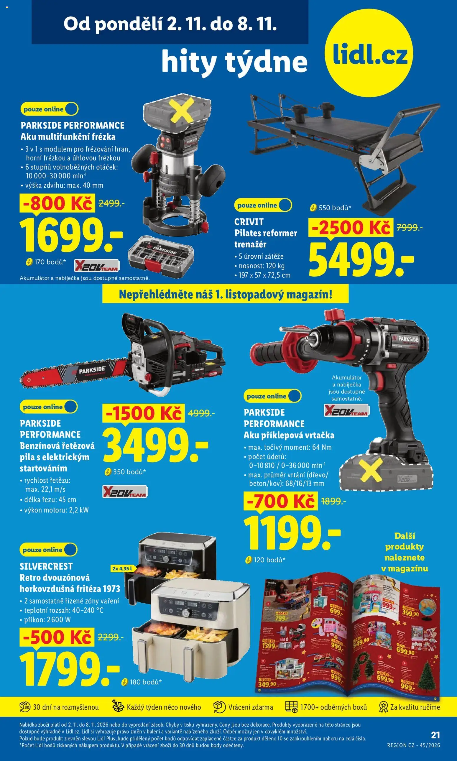 Náhled nabídky: Lidl Lidl leták - Hity týdne platný od 02.11.2026 - Horkovzdušná fritéza, Pila, Body, Fritéza, Vrtačka, Příklepová vrtačka, Frézka, Aku příklepová vrtačka