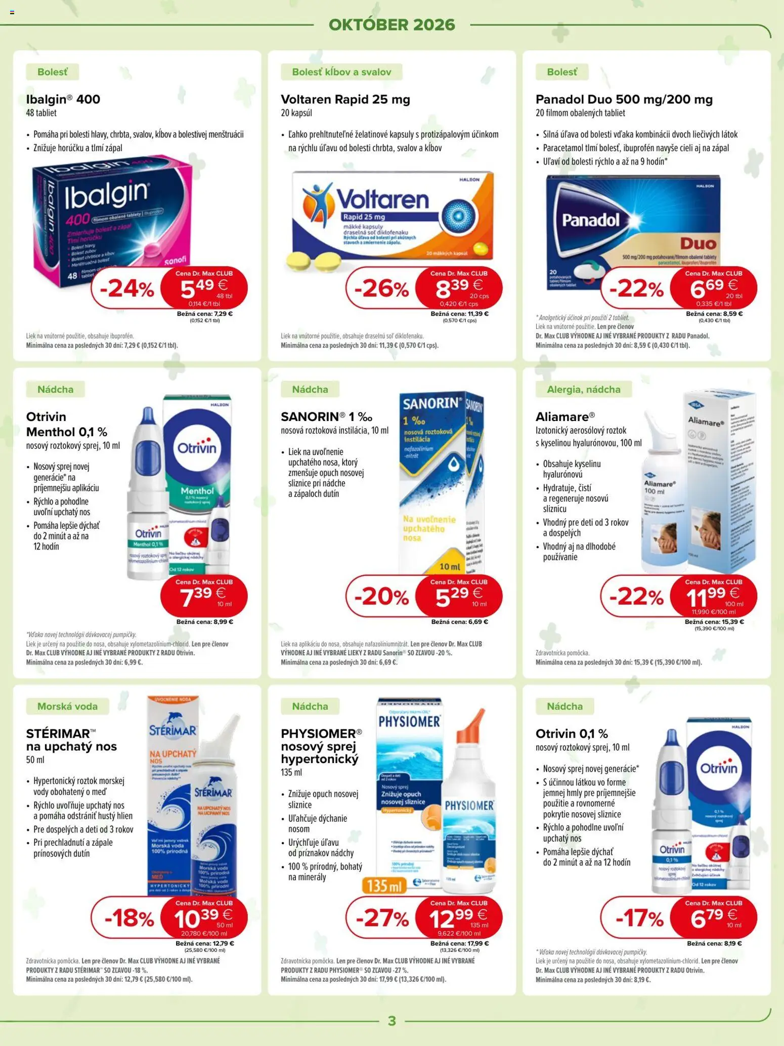 Náhľad Dr. Max letáku platného od 01.10.2026 - Med, Tablet, Voda, Soľ, Šťava, Voltaren