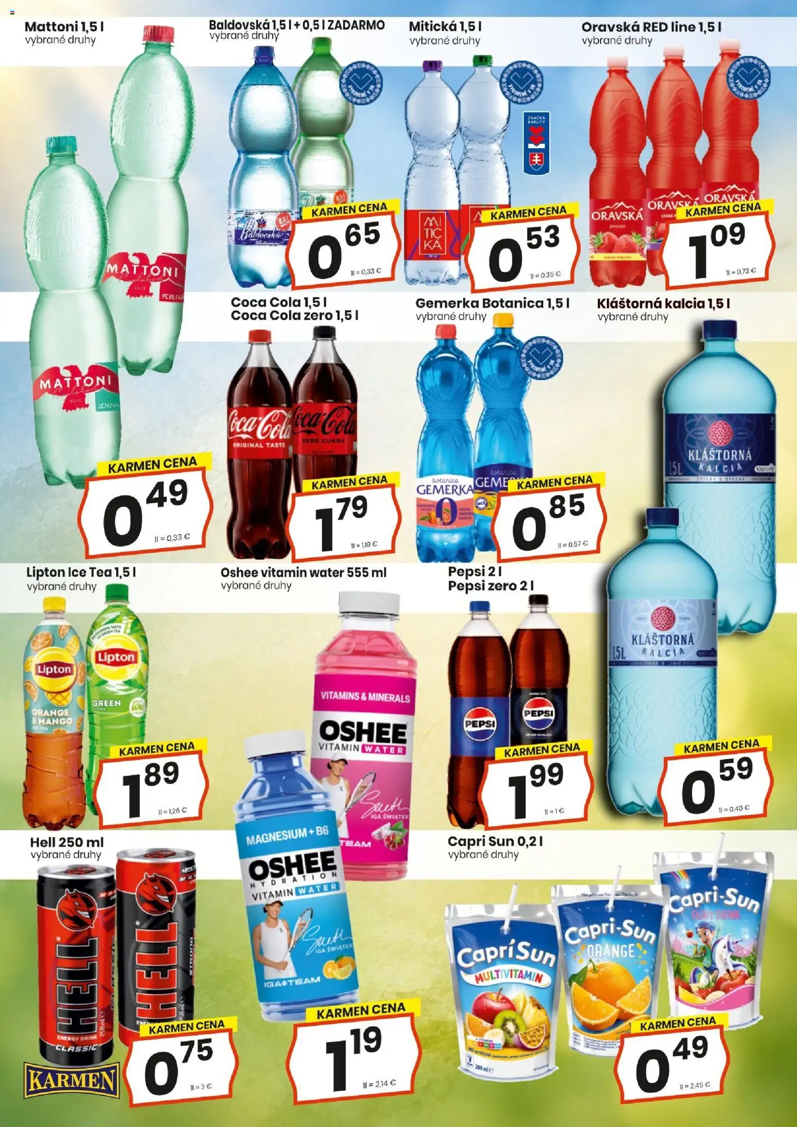 Náhľad KARMEN CBA letáku platného od 15.10.2026 - Mango, Coca cola, Pepsi, Multivitamín, Baldovská, Gemerka, Pepsi Zero, Mitická