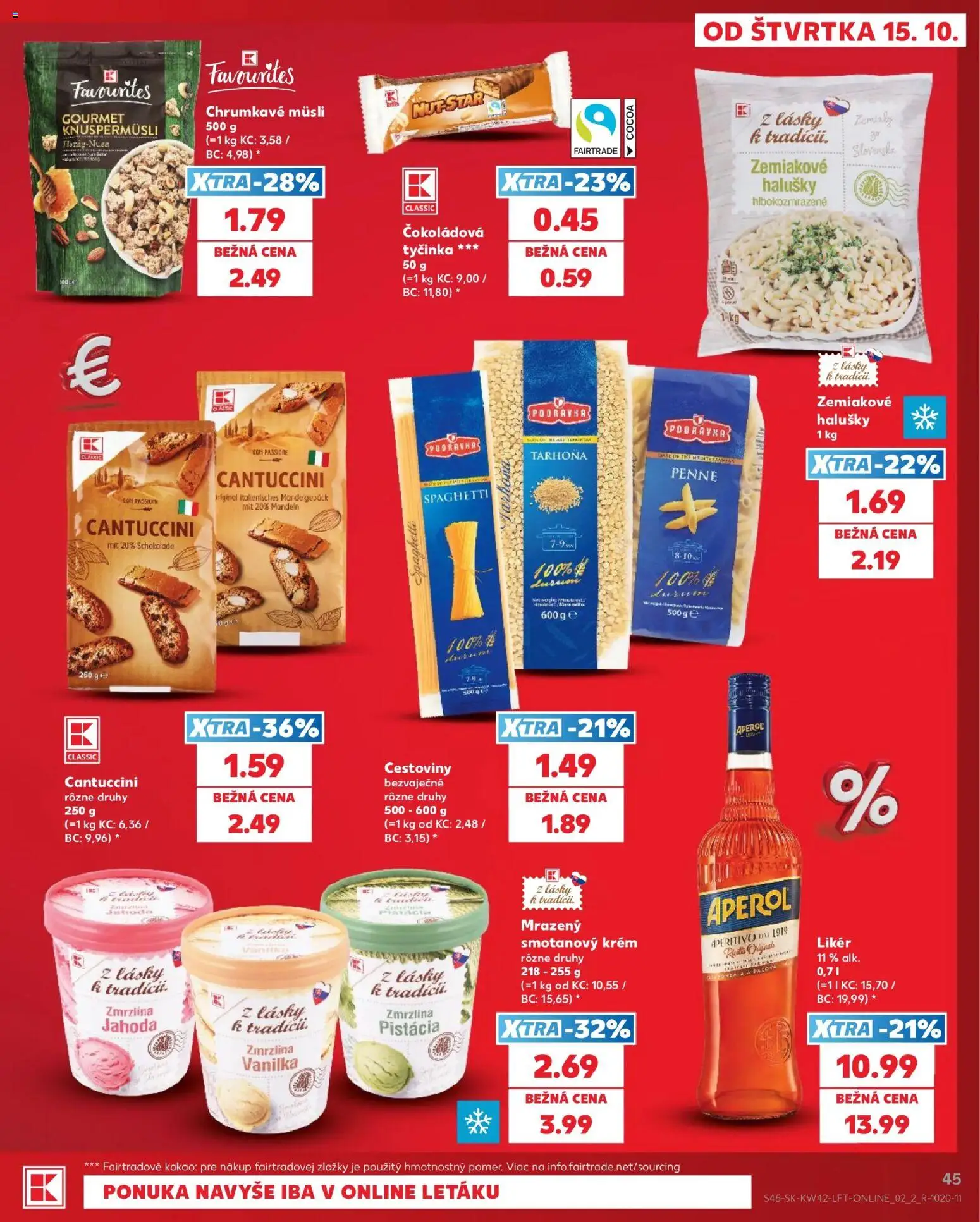 Náhľad Kaufland letáku platného od 15.10.2026 - Zmrzlina, Tarhoňa, Kakao, Penne, Vanilka, Krém, Müsli, Smotanový krém
