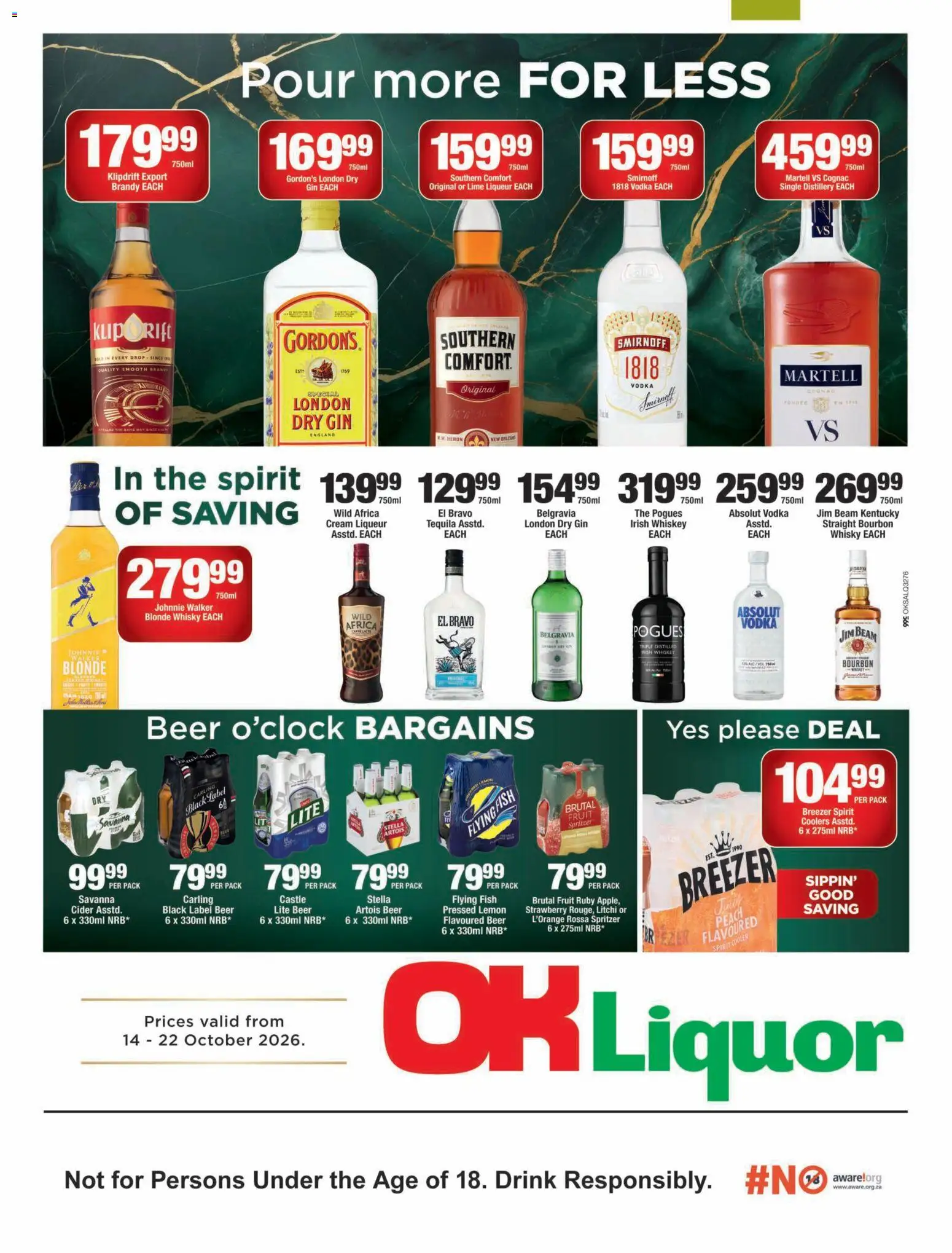 Preview of OK Foods flyer valid from 14/10/2026 - Fish, Gin, Whiskey, Fruit, Vodka, Cream, Lime, Cream liqueur
