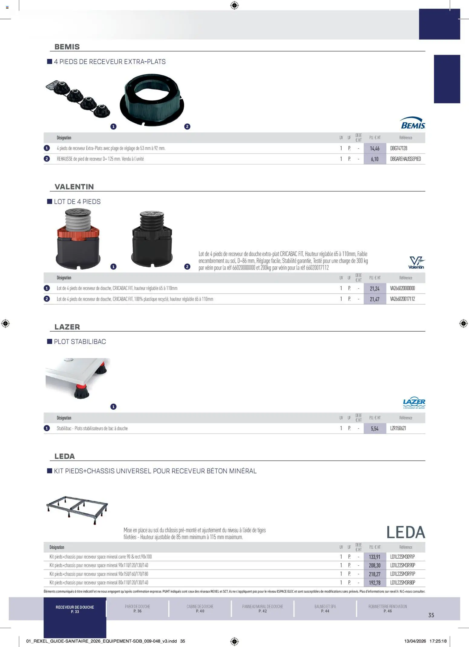 Prévisualisation de Rexel - Brochure Sanitaire du magasin Rexel formulaire valide 20/04/2026 - Douche, Plots