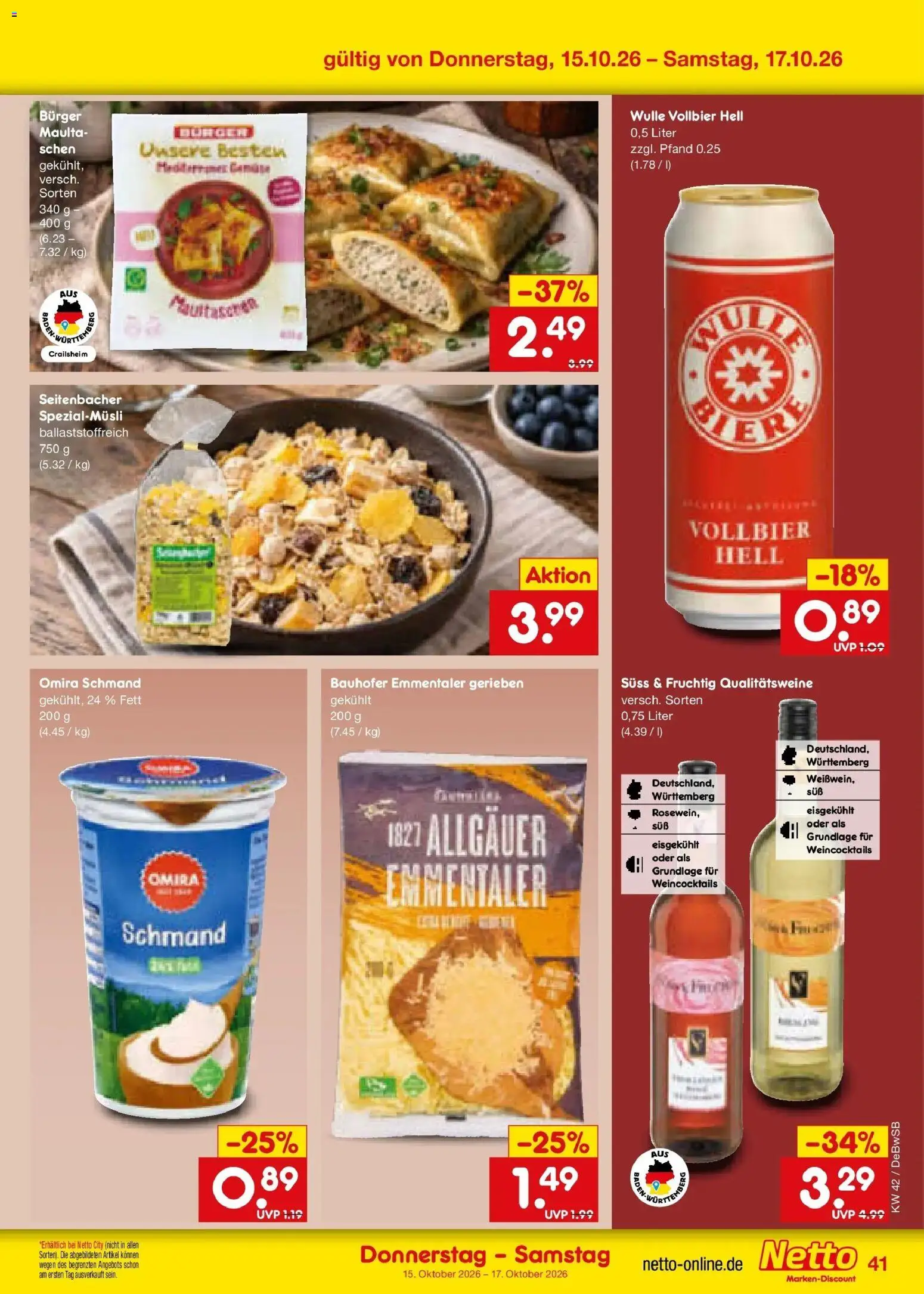 Vorschau von dem Prospekt des Geschäftes Netto Marken-Discount, gültig ab dem 12.10.2026 - Burger, Maultaschen