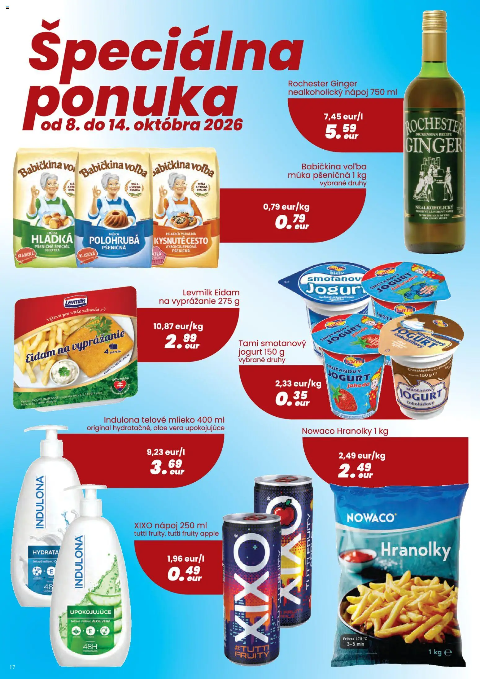 Náhľad CBA Komfos letáku platného od 01.10.2026 - Apple, Mlieko, Indulona, Jogurt, Cesto, Múka, Fritéza, Eidam