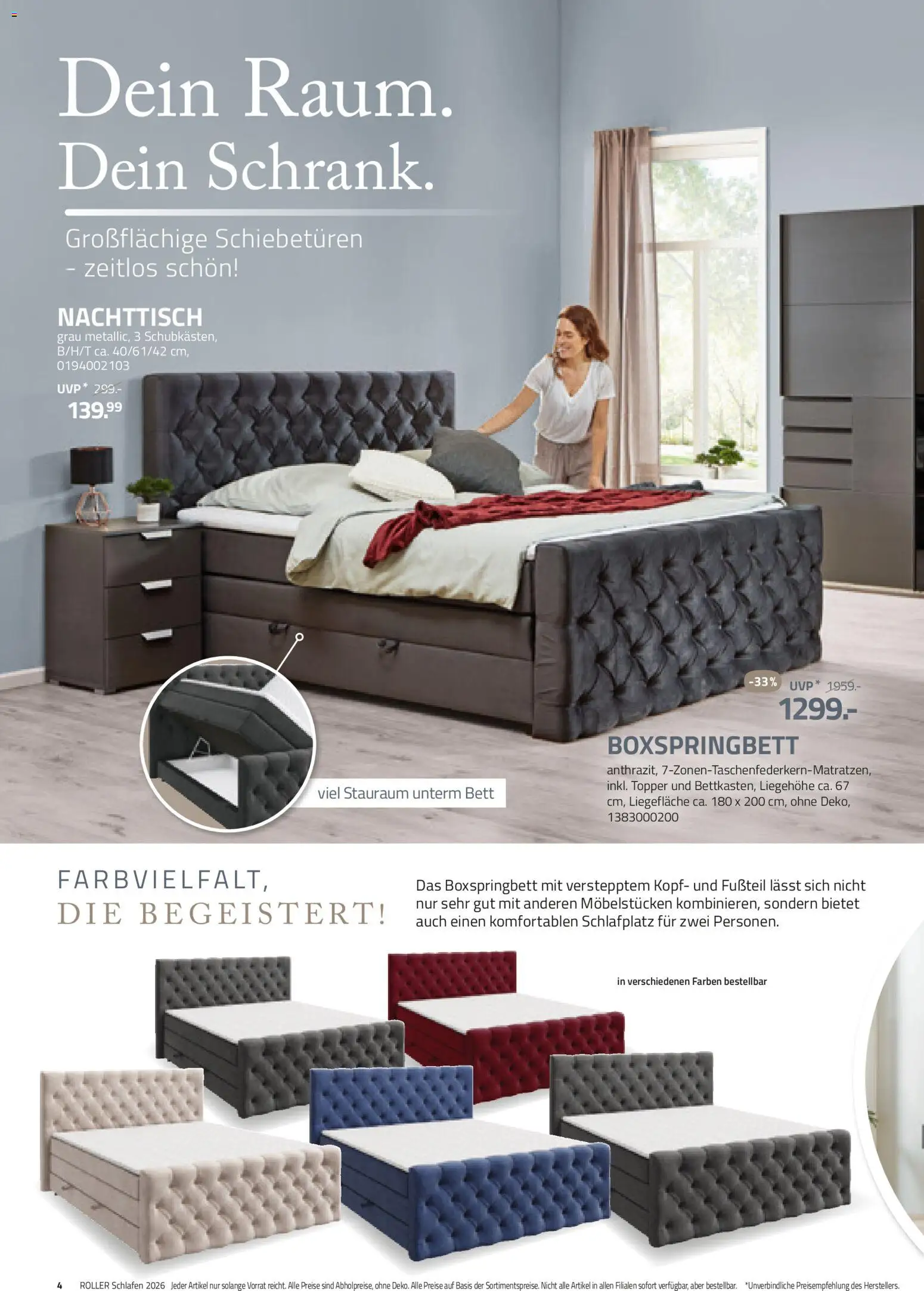 Vorschau von dem Prospekt des Geschäftes Roller, gültig ab dem 30.08.2026 - Boxspringbett, Bett, Nachttisch, Topper