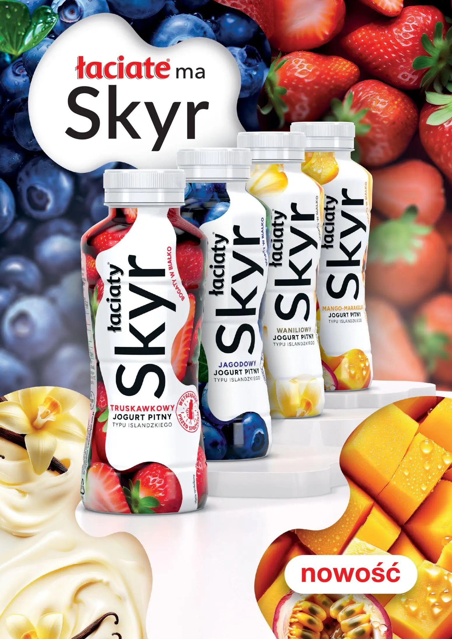 Pogląd gazetki "Makro gazetka - Łaciate skyr" ze sklepu Makro ważnej od 01.07.2026 - Białko, Skyr, Jogurt, Jogurt pitny, Skyr truskawkowy