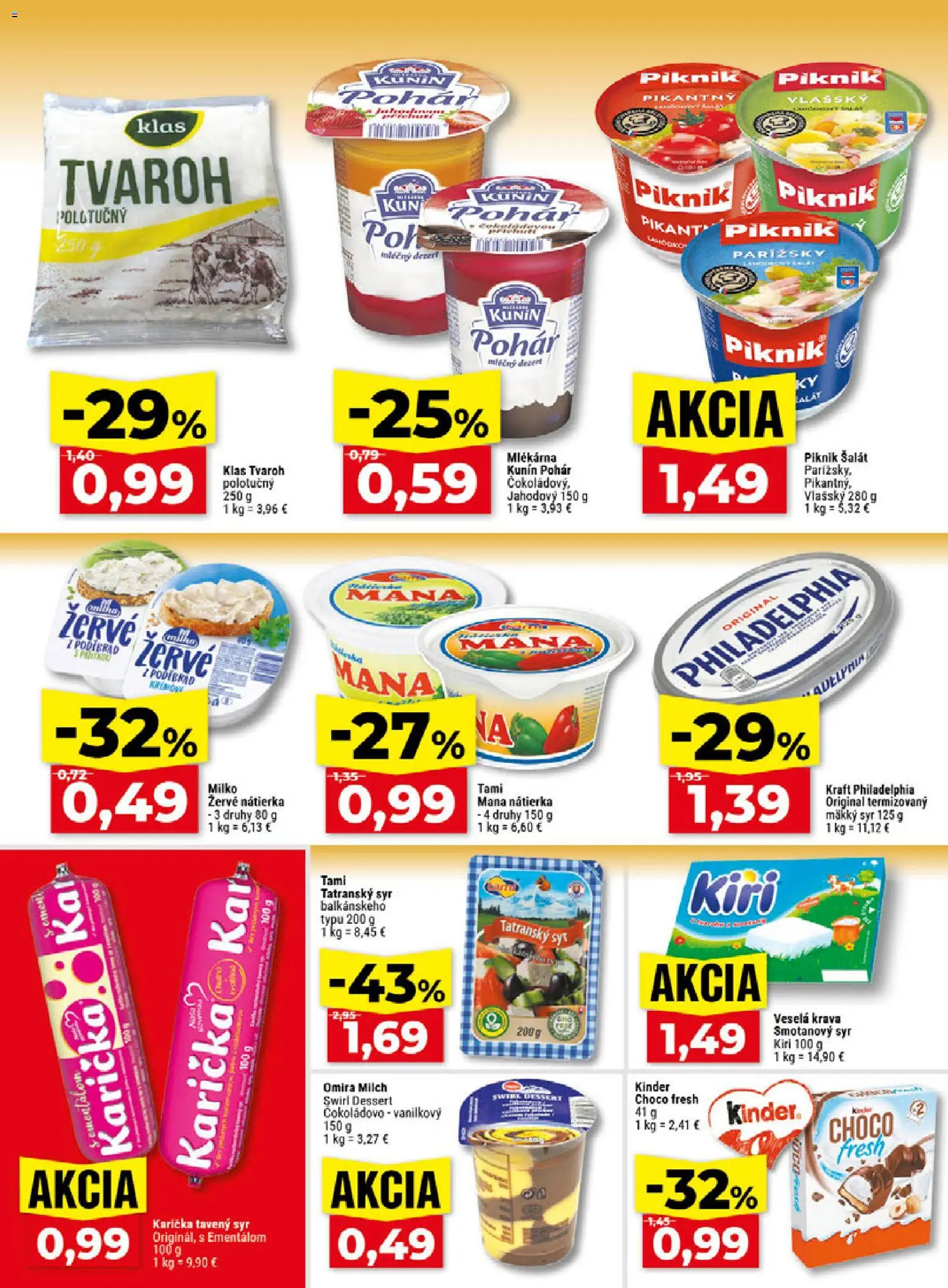 Náhľad Klas letáku platného od 19.10.2026 - Syr, Šalát, Kinder, Dezert, Žervé, Nátierka, Tavený syr, Mäkký syr