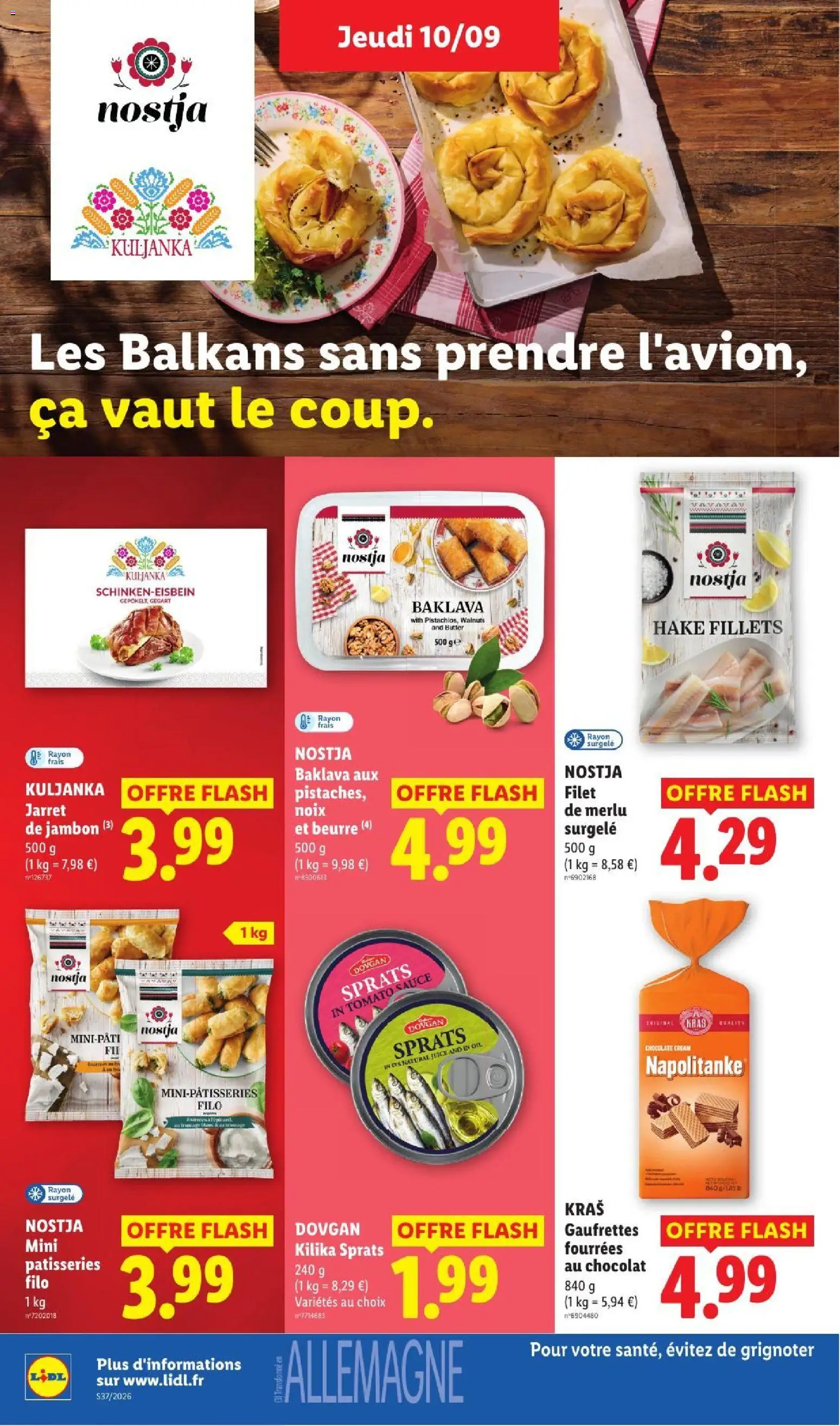 Prévisualisation de LIDL catalogue du magasin LIDL formulaire valide 10/09/2026 - Chocolat, Baklava, Beurre, Jambon, Noix, Gaufrettes