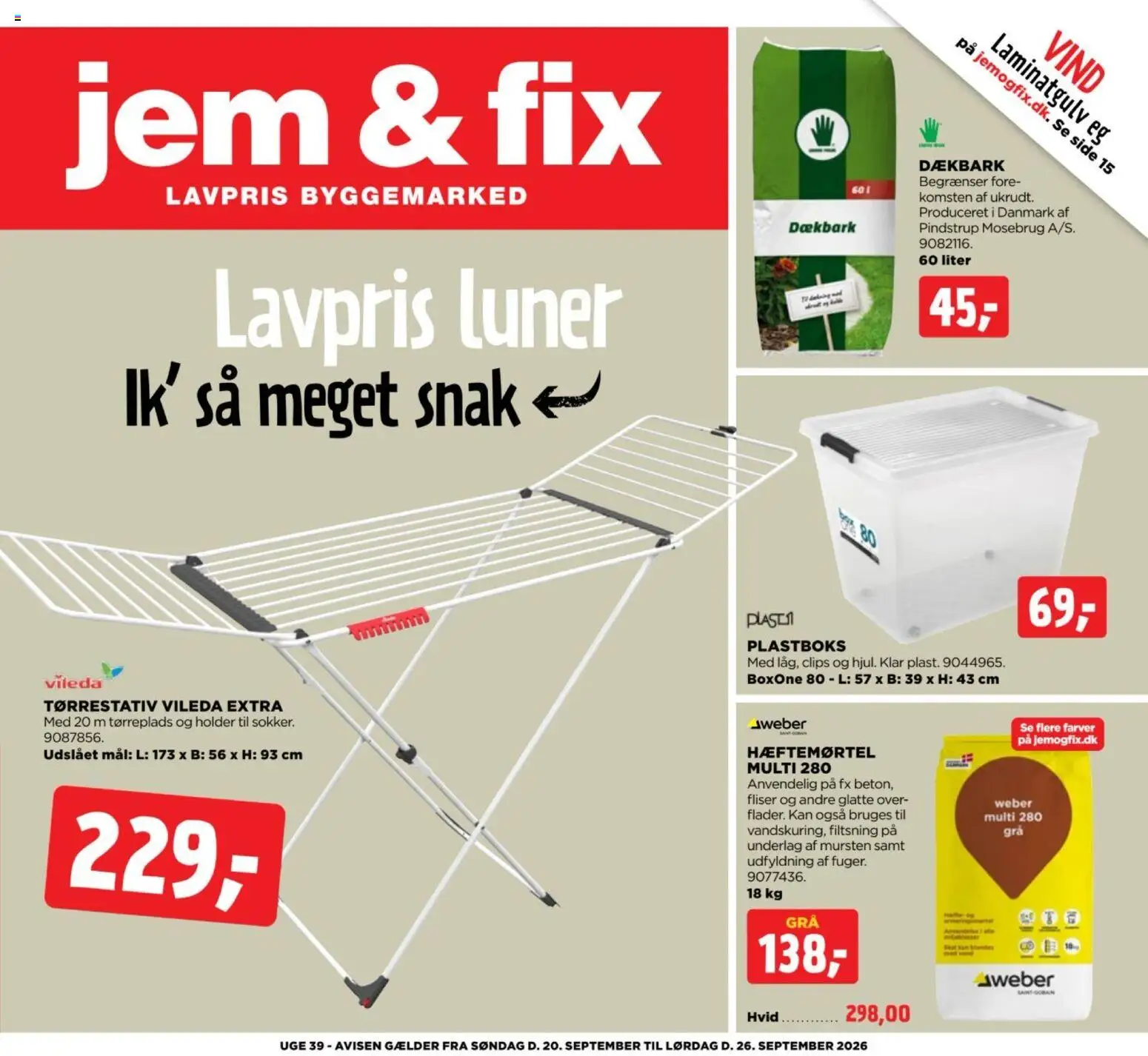 Eksempel på tilbudsavis Jem & fix - Tilbudsavis uge 39 fra butik Jem & fix gyldig fra 20/09/2026
