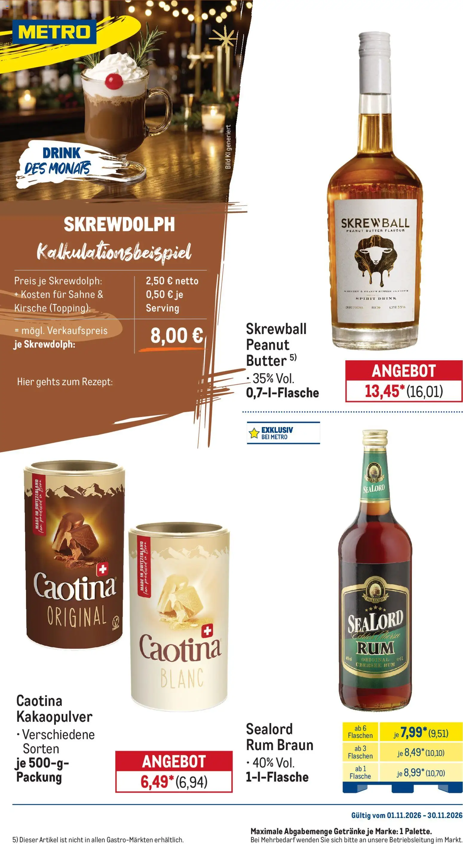 Vorschau von dem Prospekt des Geschäftes Metro, gültig ab dem 01.11.2026 - Butter, Rum, Whiskey, Sahne