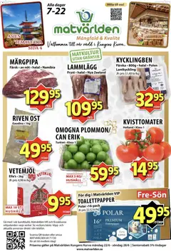 Förhandsgranska reklamblad Matvärlden erbjudanden från butik Matvärlden gäller från 22/06/2026