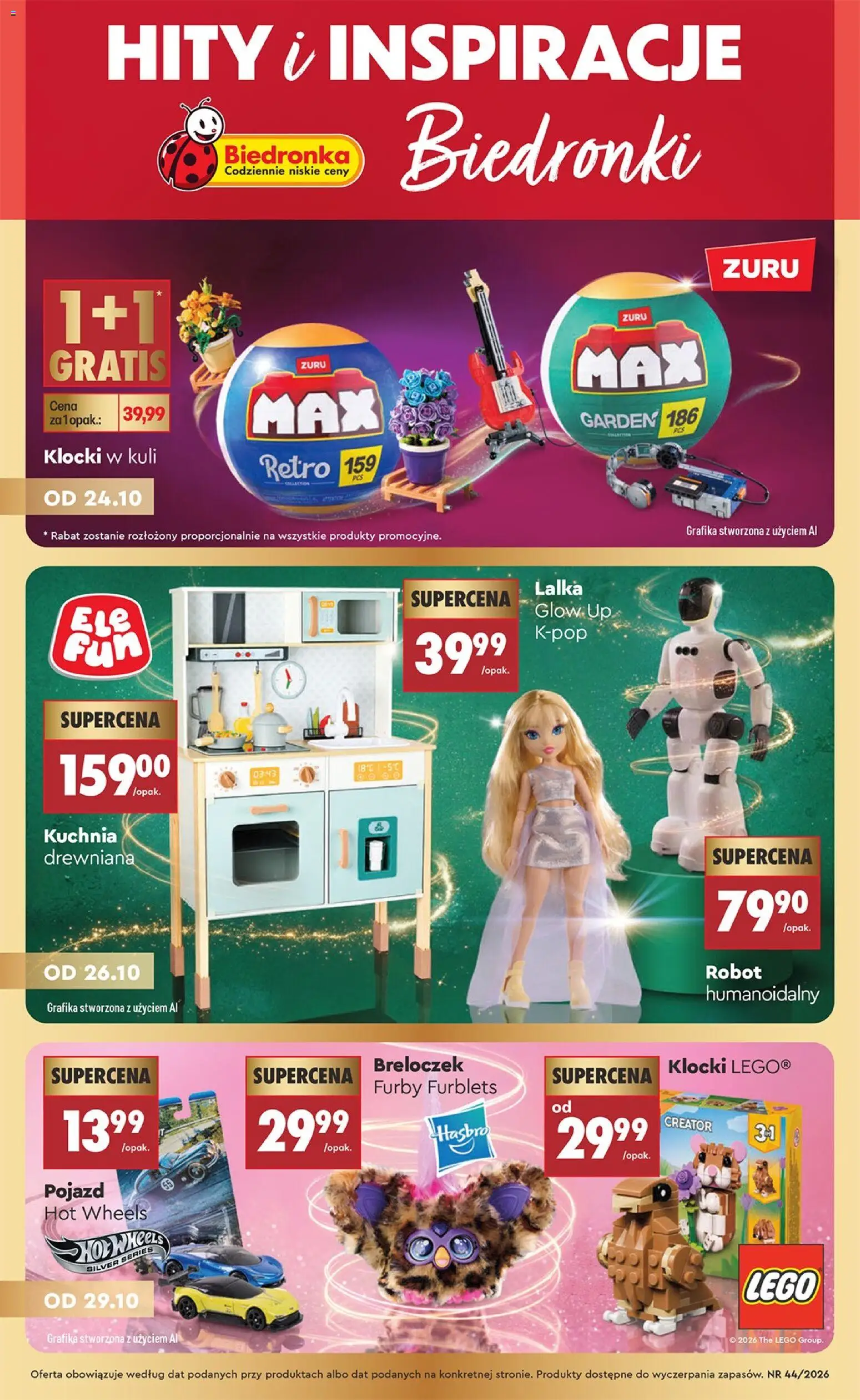 Náhled nabídky: Biedronka Polsko Biedronka Polsko leták - Hity i inspiracje platný od 24.10.2026 - LEGO, Hot Wheels, Robot