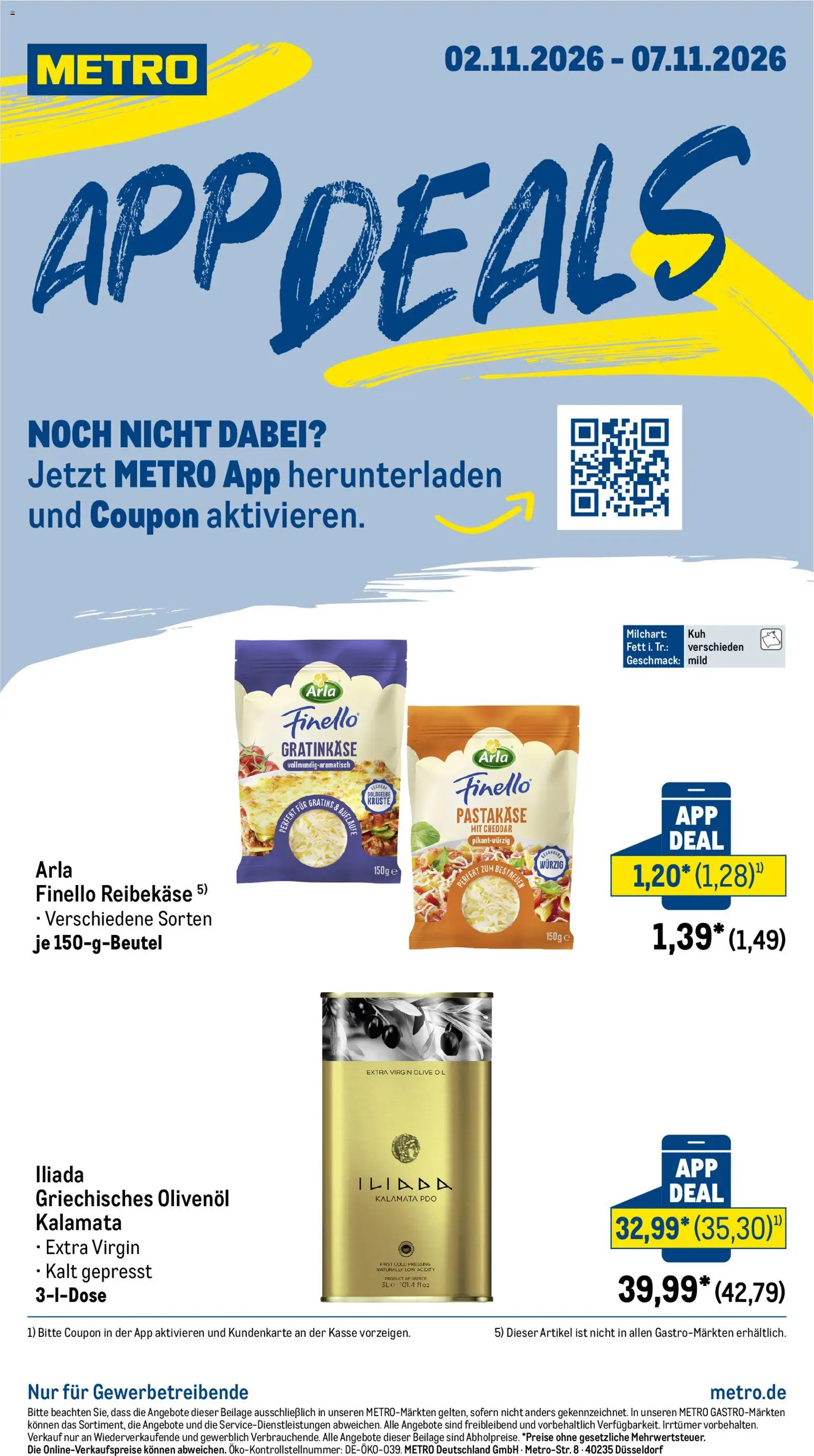 Vorschau von dem Prospekt des Geschäftes Metro, gültig ab dem 02.11.2026 - Olivenol, Reibekase