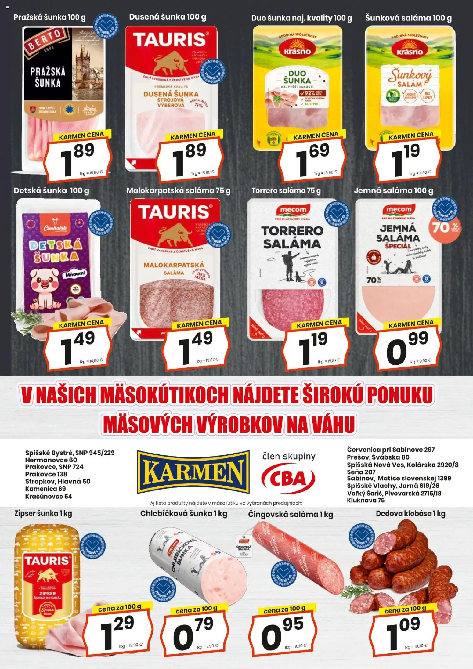 Náhľad KARMEN CBA letáku platného od 20.08.2026