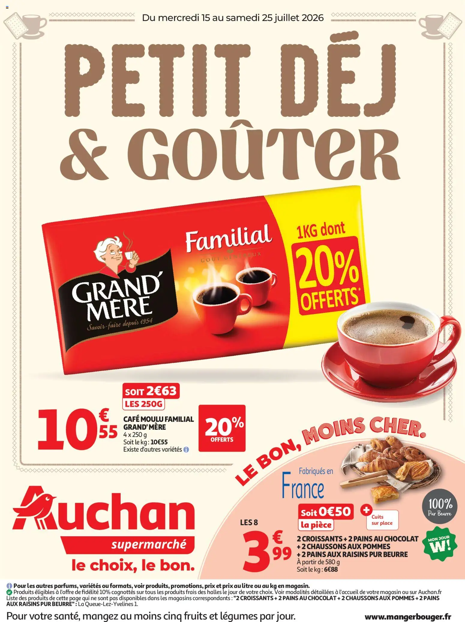 Voorbeeld van Auchan Petit dej, goûter super van winkel Auchan geldig vanaf 15/07/2026