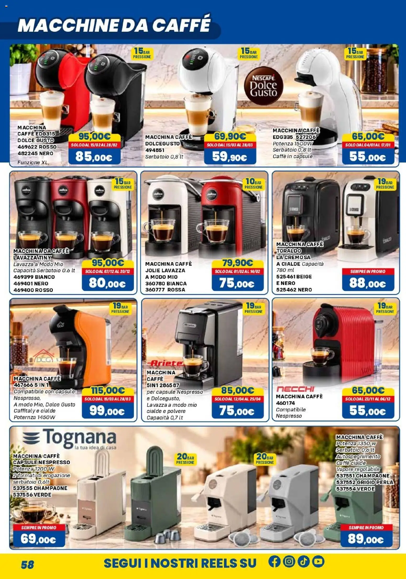 Anteprima dell'opuscolo Orizzonte volantino Elettro dal negozio Orizzonte valido da 01/11/2026 - Caffè, Champagne, Lavazza, Macchina caffe dolce gusto, Macchina da caffe, Caffe in capsule, Cialde, Nescafé