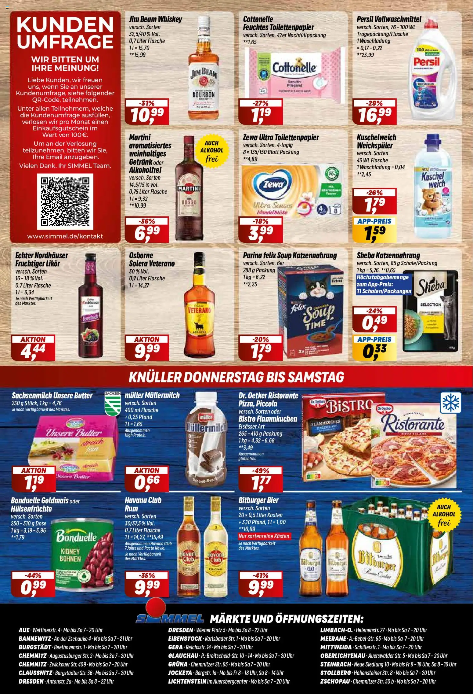 Vorschau von dem Prospekt des Geschäftes Simmel, gültig ab dem 02.11.2026 - Bier, Martini, Jim beam, Bitburger, Weichspüler, Likör, Zewa, Feuchtes Toilettenpapier