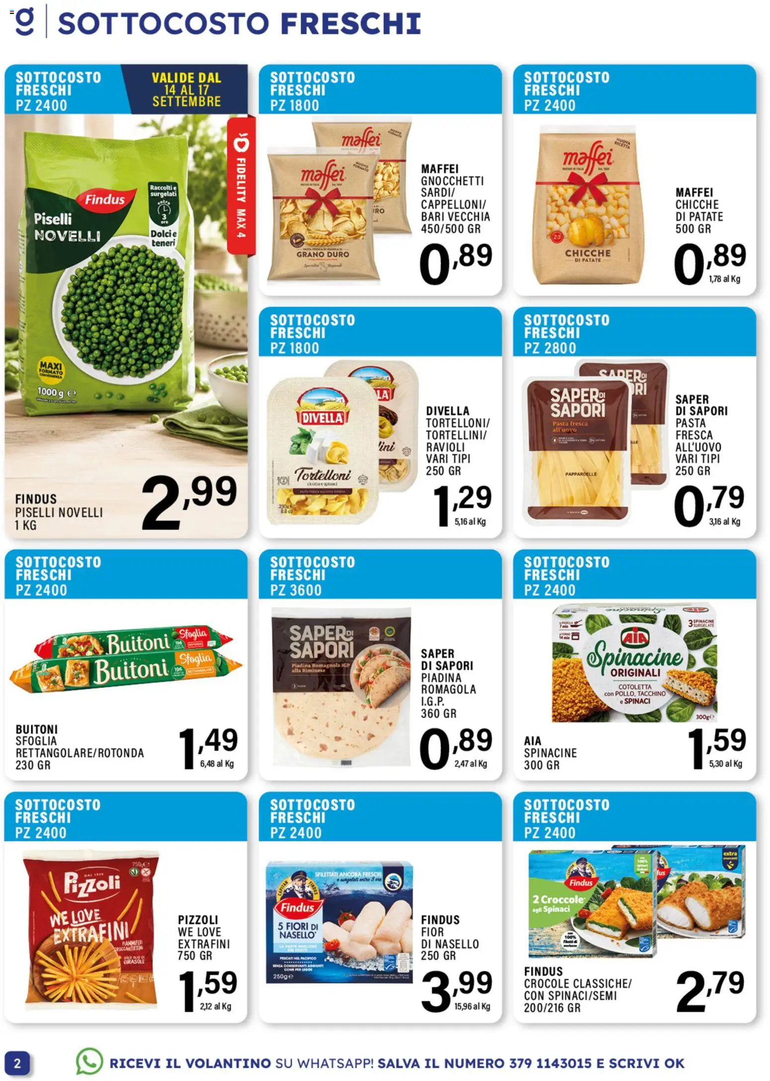 Anteprima dell'opuscolo GECOP volantino dal negozio GECOP valido da 07/09/2026 - Fiori, Piselli, Ravioli, Tacchino, Patate, Spinaci, Tortelloni, Divella