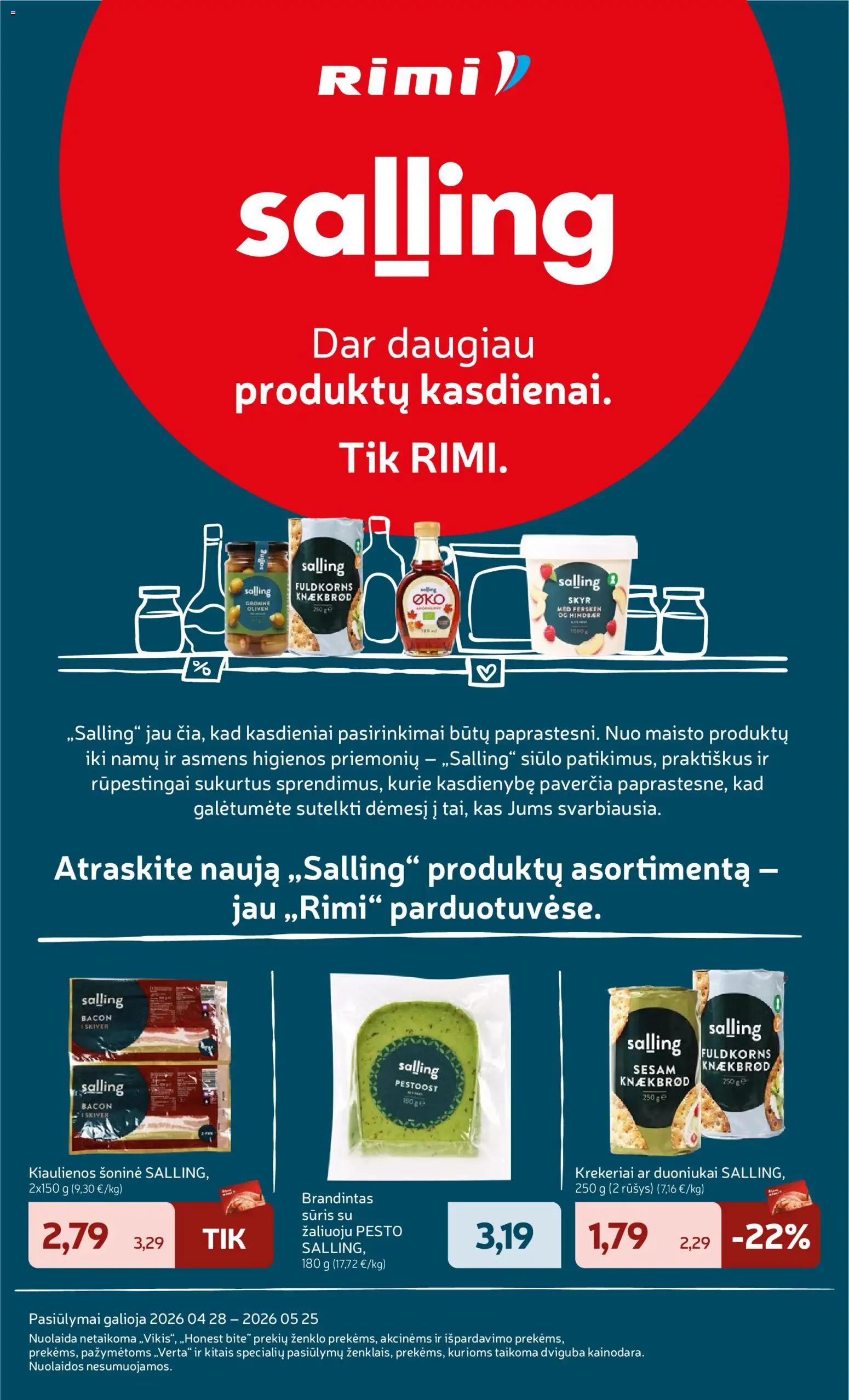 Rimi parduotuvės leidinio Rimi leidinys - Salling naujienos! galiojančio nuo 2026.04.28 peržiūra - Sūris, Kiaulienos