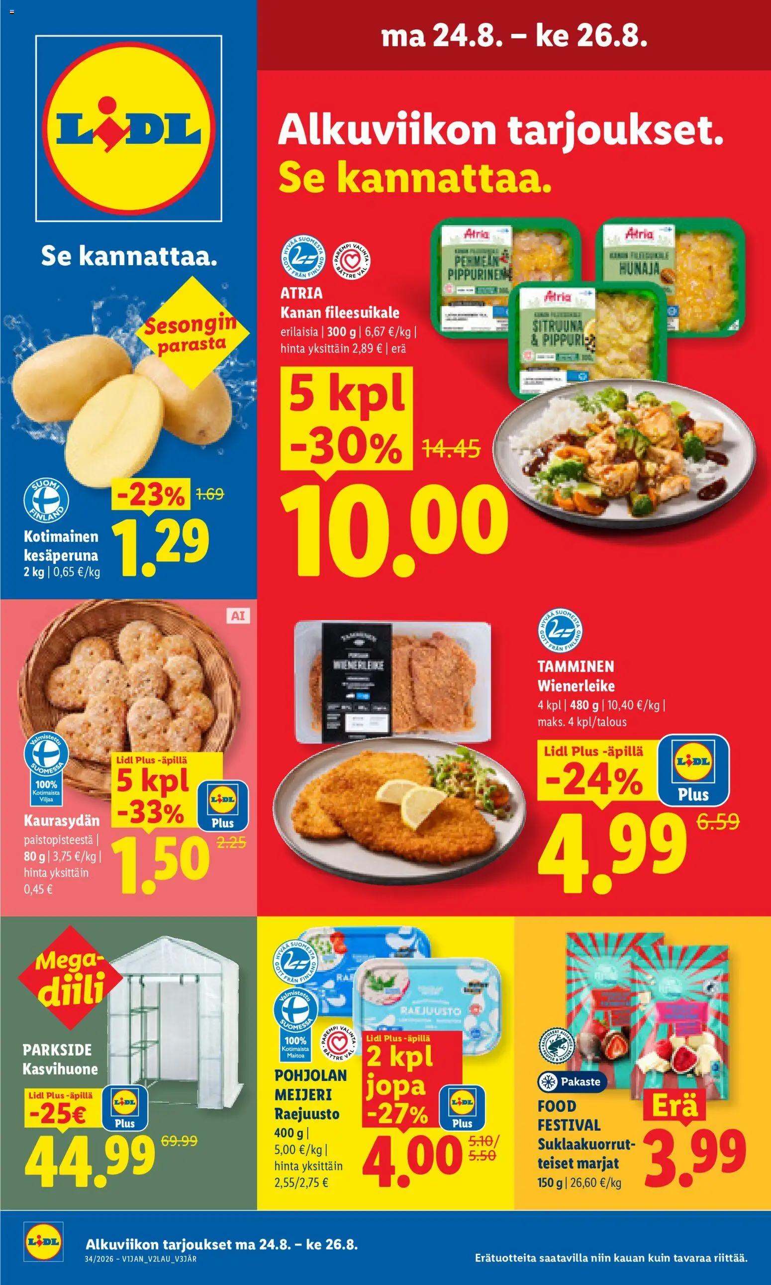 Kaupan Lidl Lidl tarjoukset - Helsinki esikatselu, voimassa 24/08/2026 - Kasvihuone, Raejuusto, Hunaja