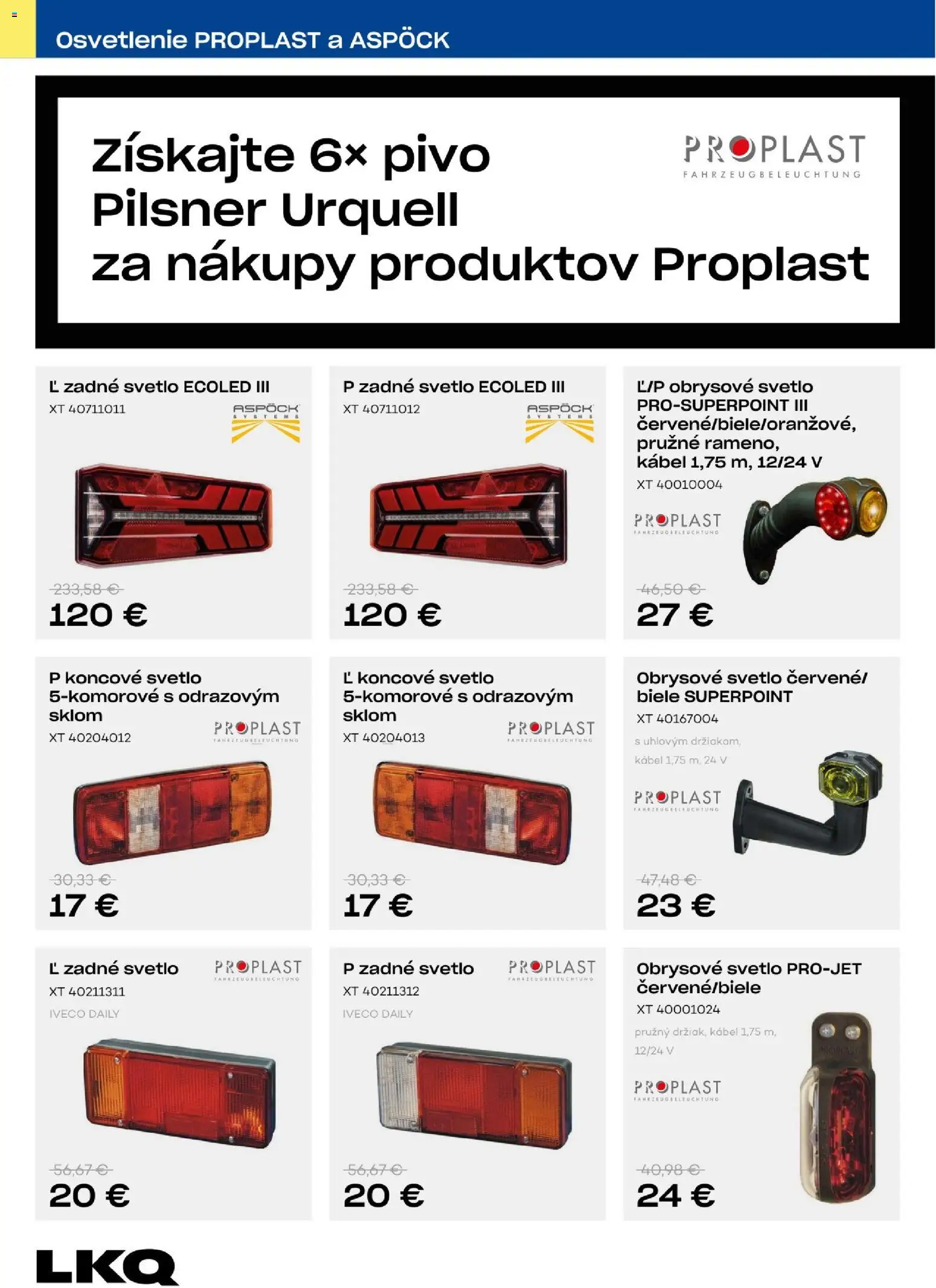 Náhľad Auto Kelly letáku platného od 01.09.2026 - Pivo, Pilsner Urquell, Svetlo, Osvetlenie, Kábel
