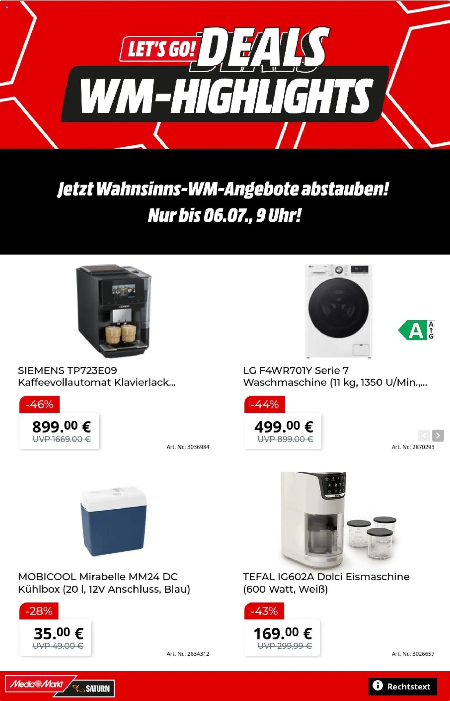 Vorschau von dem Prospekt des Geschäftes Media Markt, gültig ab dem 29.06.2026 - Waschmaschine, Kaffeevollautomat, Siemens, LG