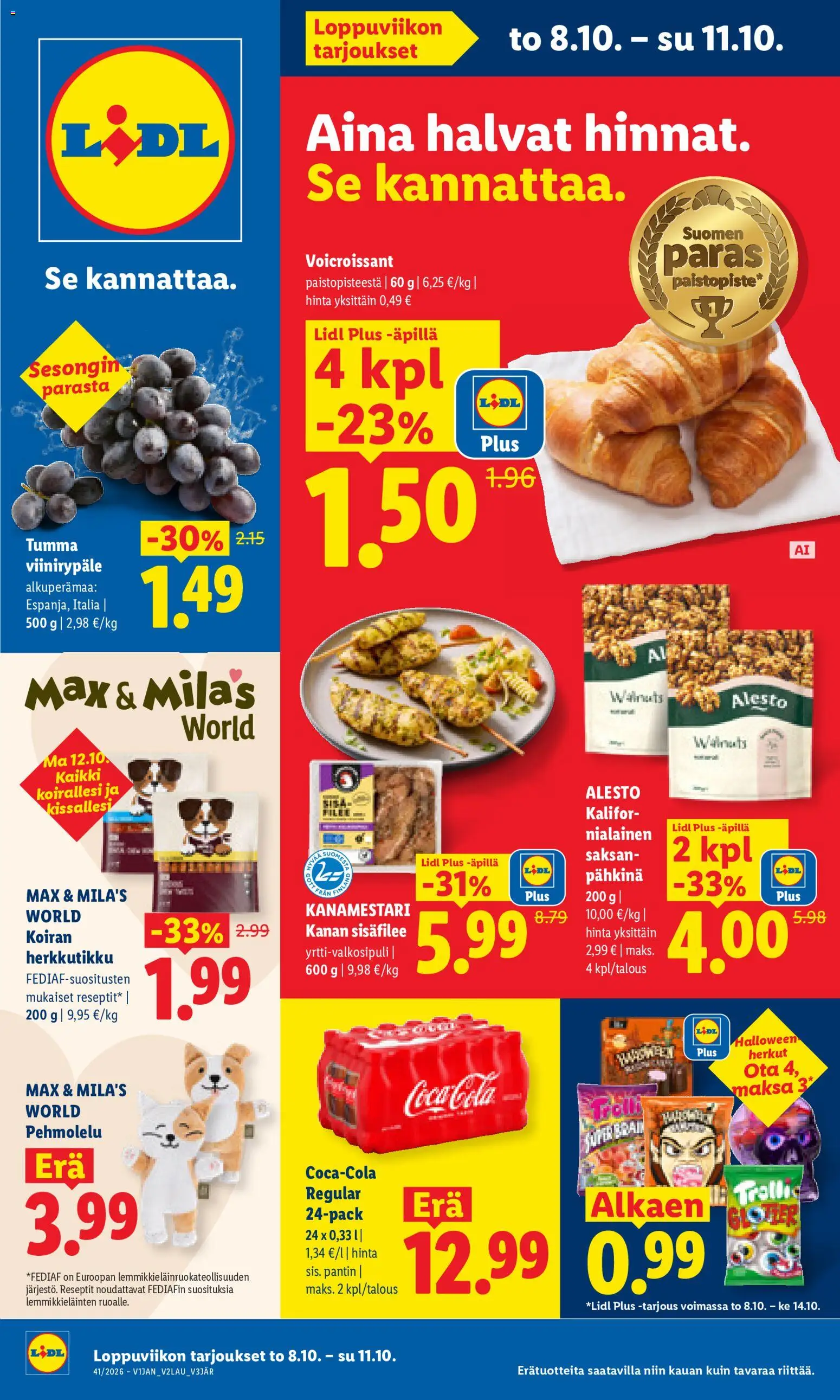 Kaupan Lidl Lidl tarjoukset Helsinki esikatselu, voimassa 08/10/2026 - Coca cola, Croissant