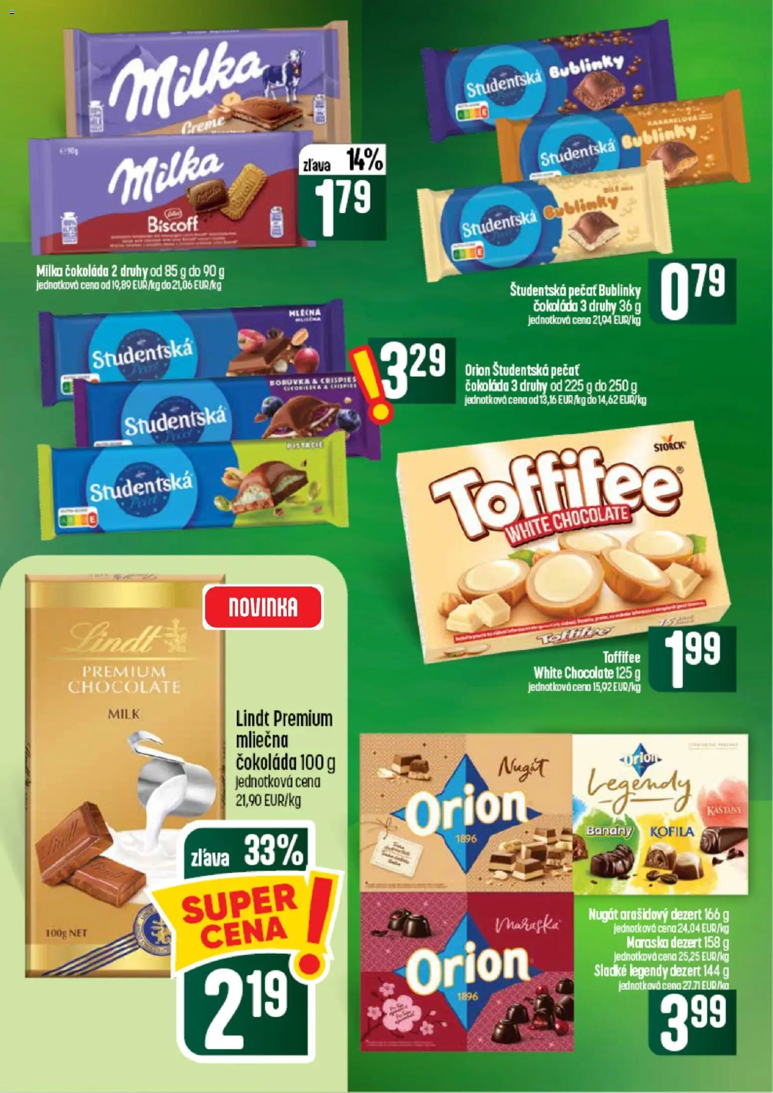 Náhľad COOP Jednota letáku platného od 10.09.2026 - Čokoláda, Lindt, Milka, Dezert, Toffifee, Študentská pečať, Banány