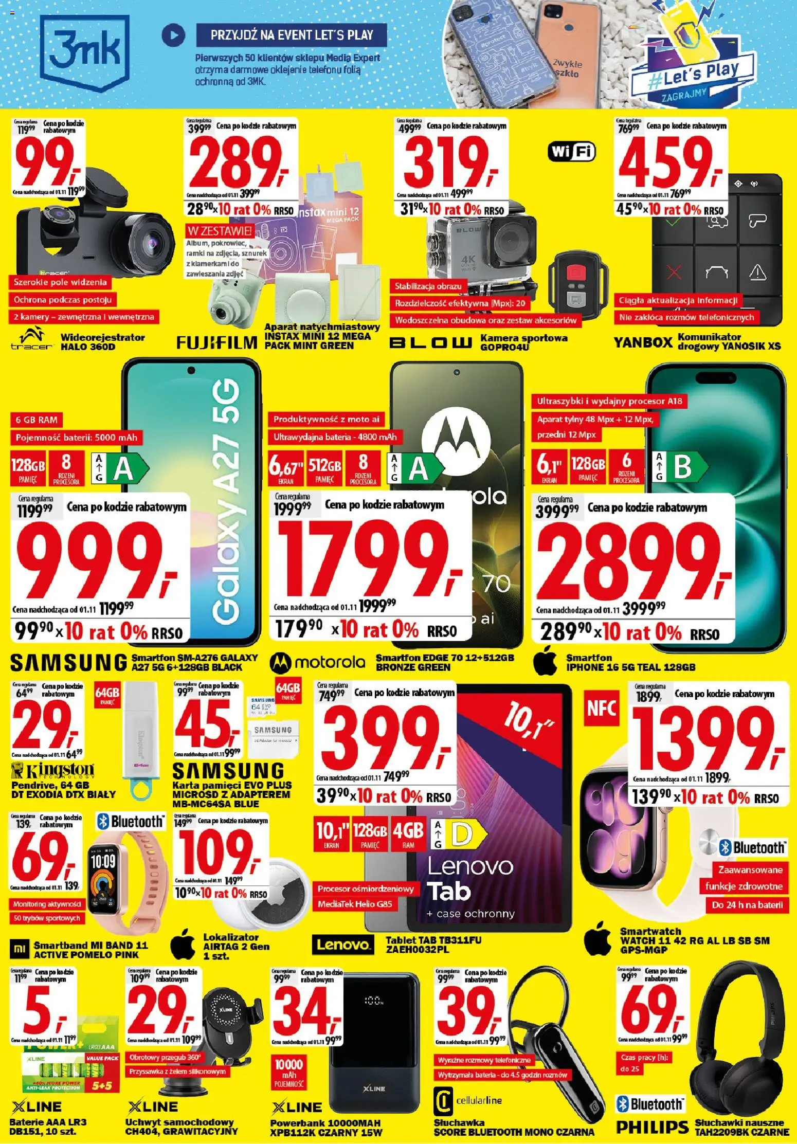Pogląd gazetki "Mediaexpert promocje - Wielkie otwarcie Pasłęk" ze sklepu Mediaexpert ważnej od 22.10.2026 - Smartwatch, Smartfon, Pomelo, Smartband, Karta, Kamera sportowa, Karta pamięci, Bateria