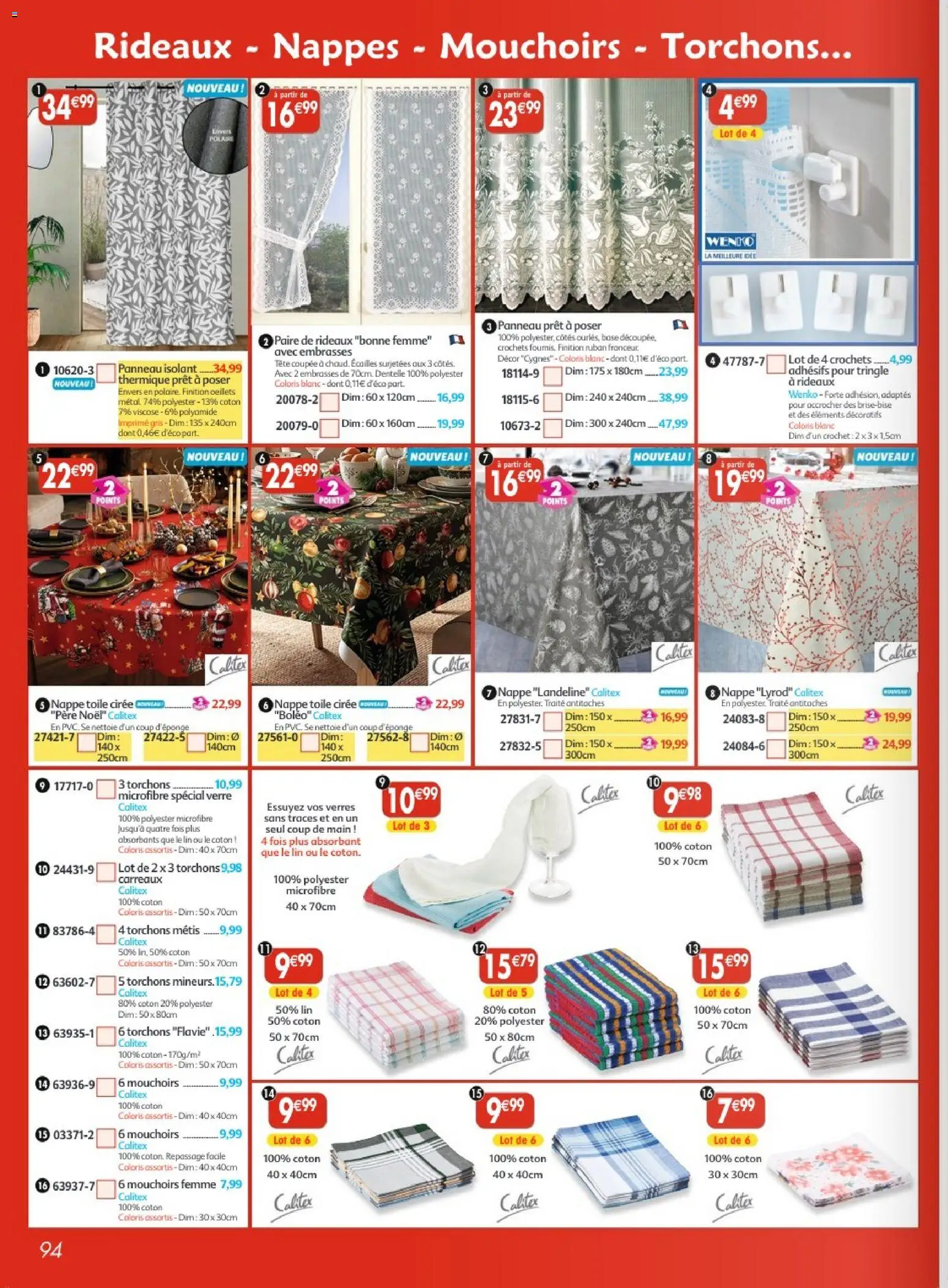 Prévisualisation de Maximo catalogue epicerie du magasin Maximo formulaire valide 26/10/2026 - Crochets, Verres, Rideaux, Coton, Base, Toile cirée, Mouchoirs, Torchons