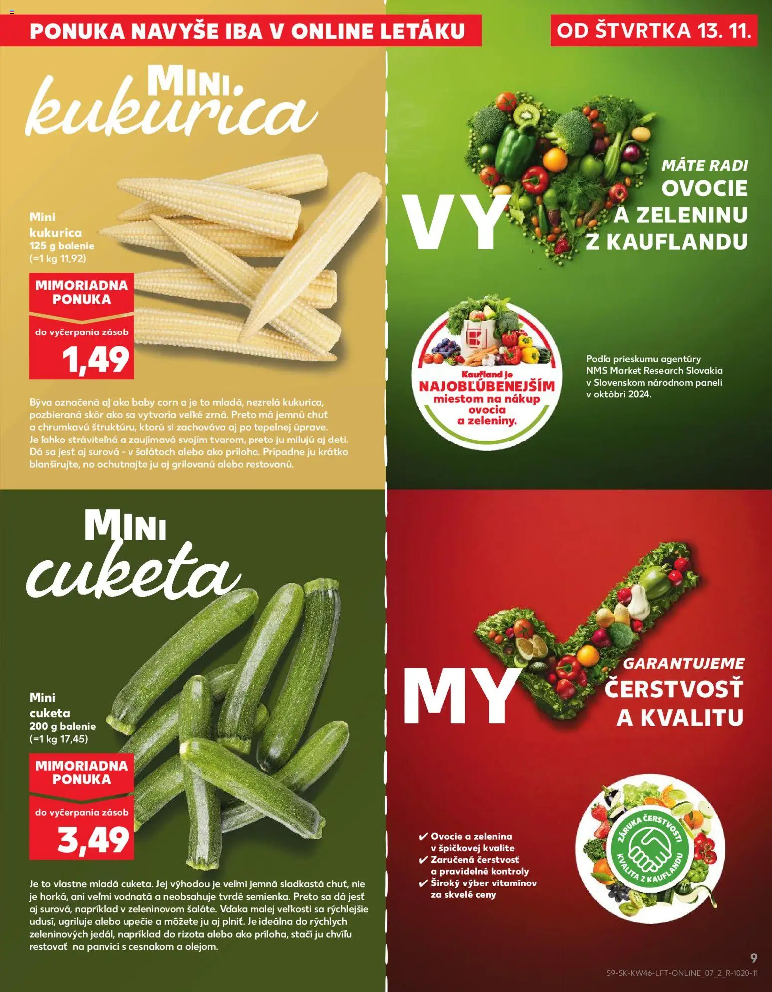 Náhľad Kaufland letáku platného od 13.11.2025 - Cuketa, Ovocie, Kukurica