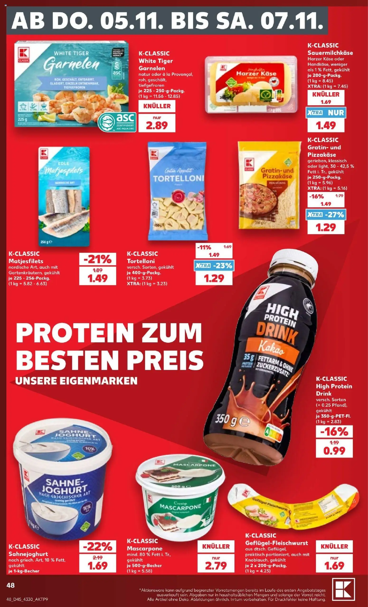 Vorschau von dem Prospekt des Geschäftes Kaufland, gültig ab dem 02.11.2026 - Käse, Mascarpone, Joghurt, Garnelen, Sahne